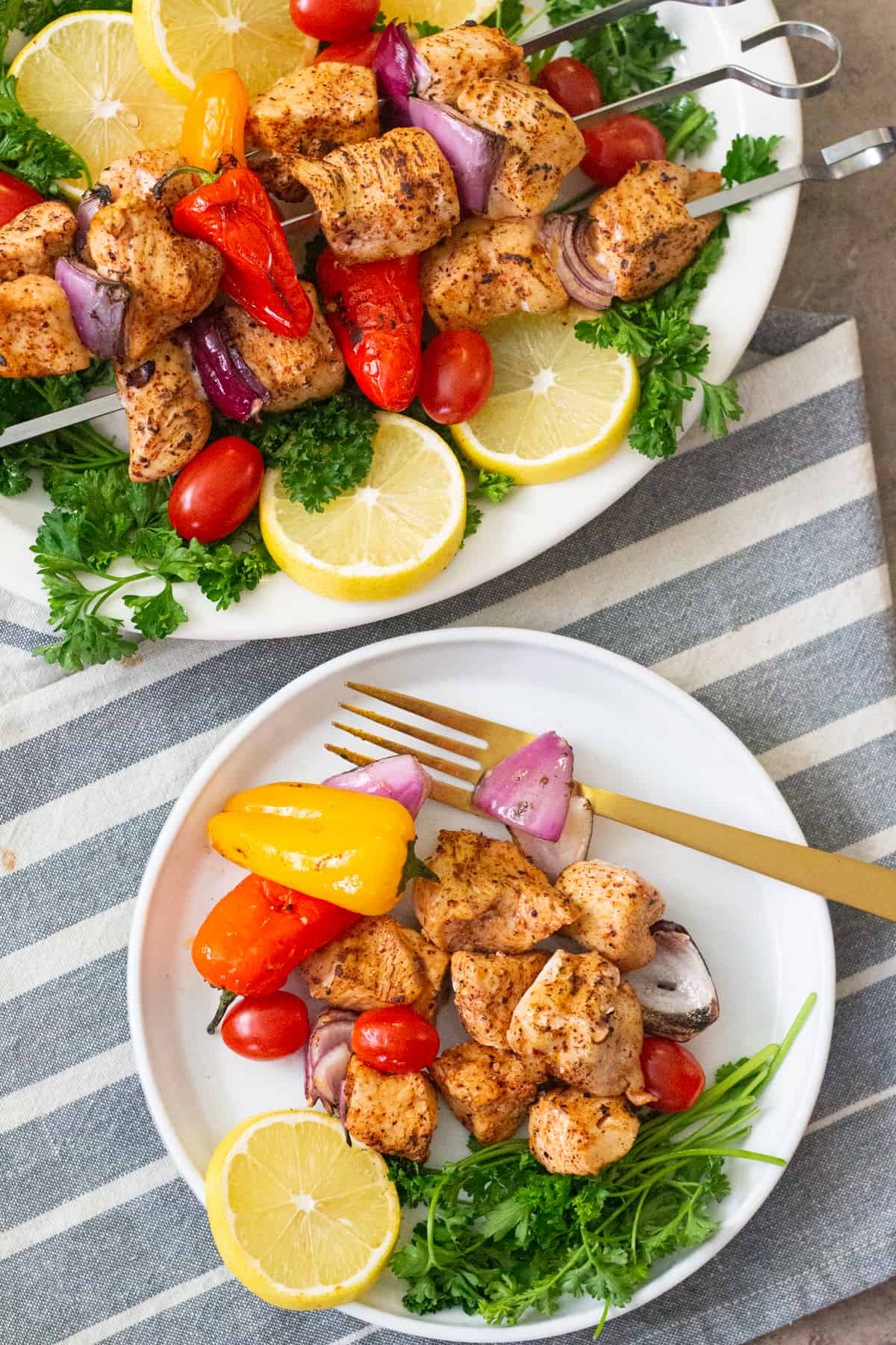 Easy chicken shish kabob recipe made on the grill or in the oven. This Mediterranean chicken kabobs are flavored with delicious spices and are quick to make. 
