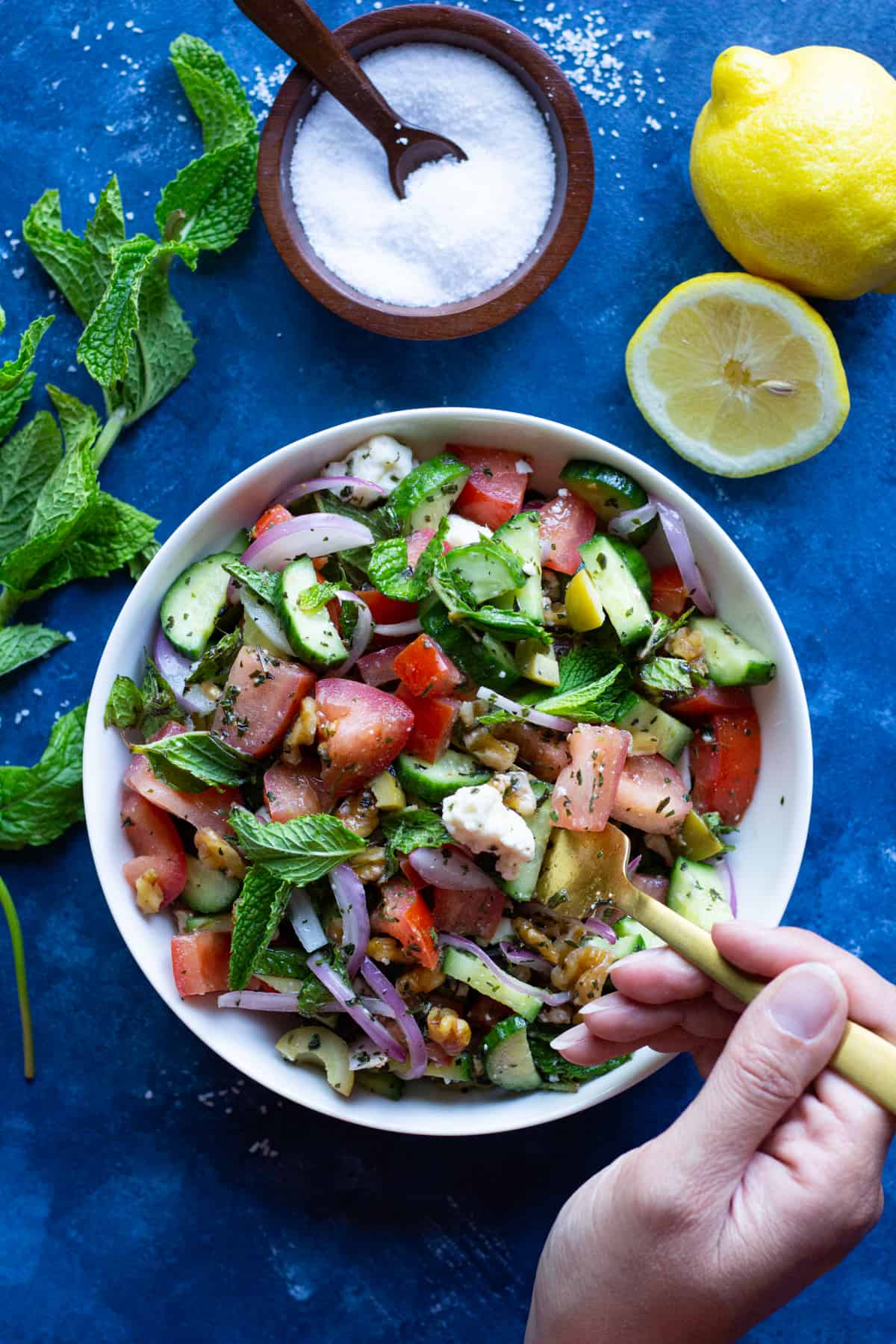 This cucumber feta salad is best served fresh.