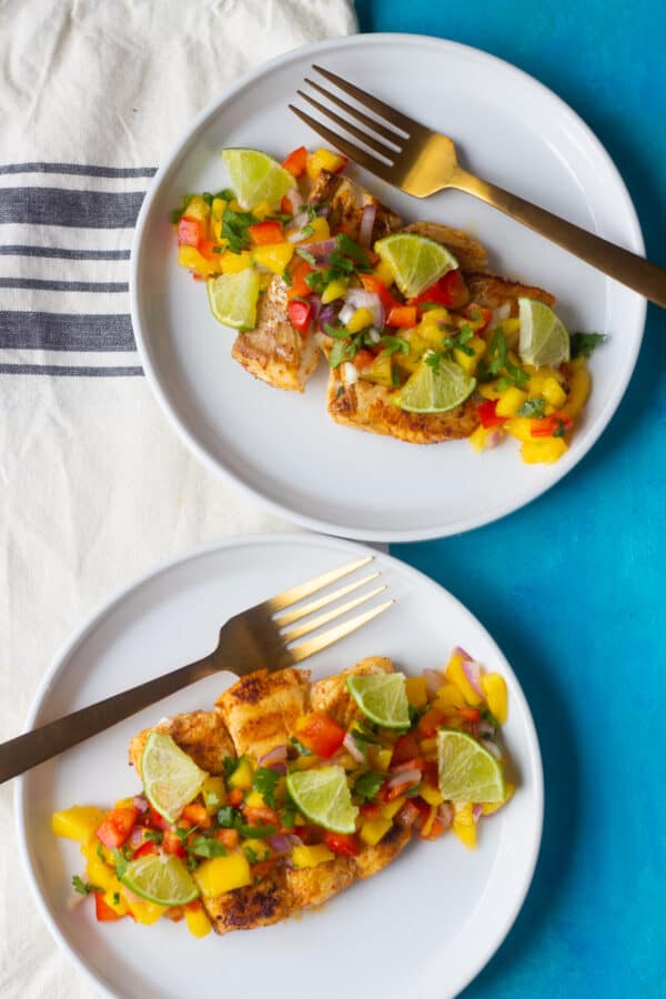 Grilled Halibut with Spicy Mango Salsa • Unicorns in the Kitchen