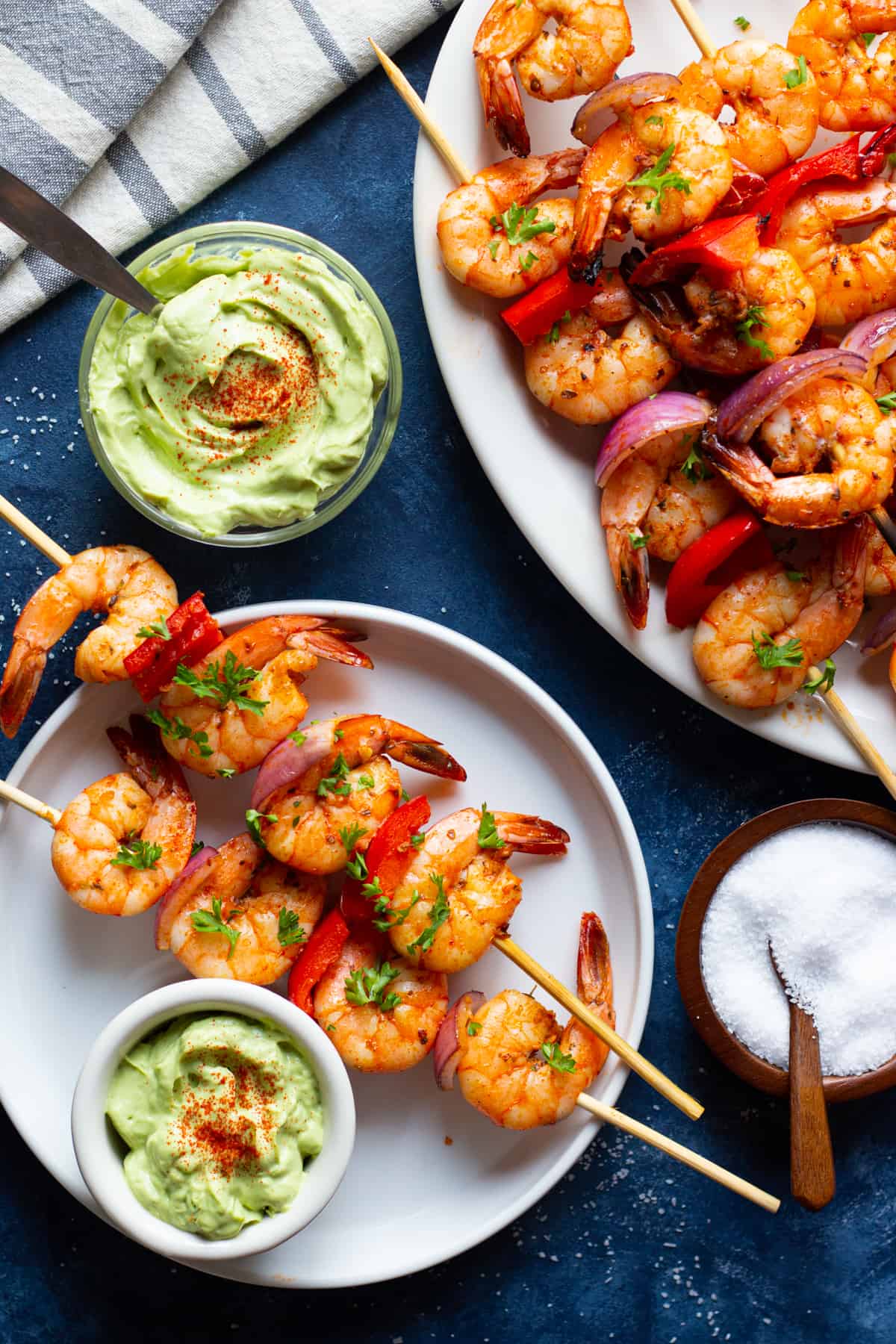 These are made with shrimp marinated in olive oil, smoked paprika, ginger and garlic then grilled until succulent and juicy. Shrimp kabobs are perfect for busy weeknight dinners. Instructions for oven and stove top are included. 