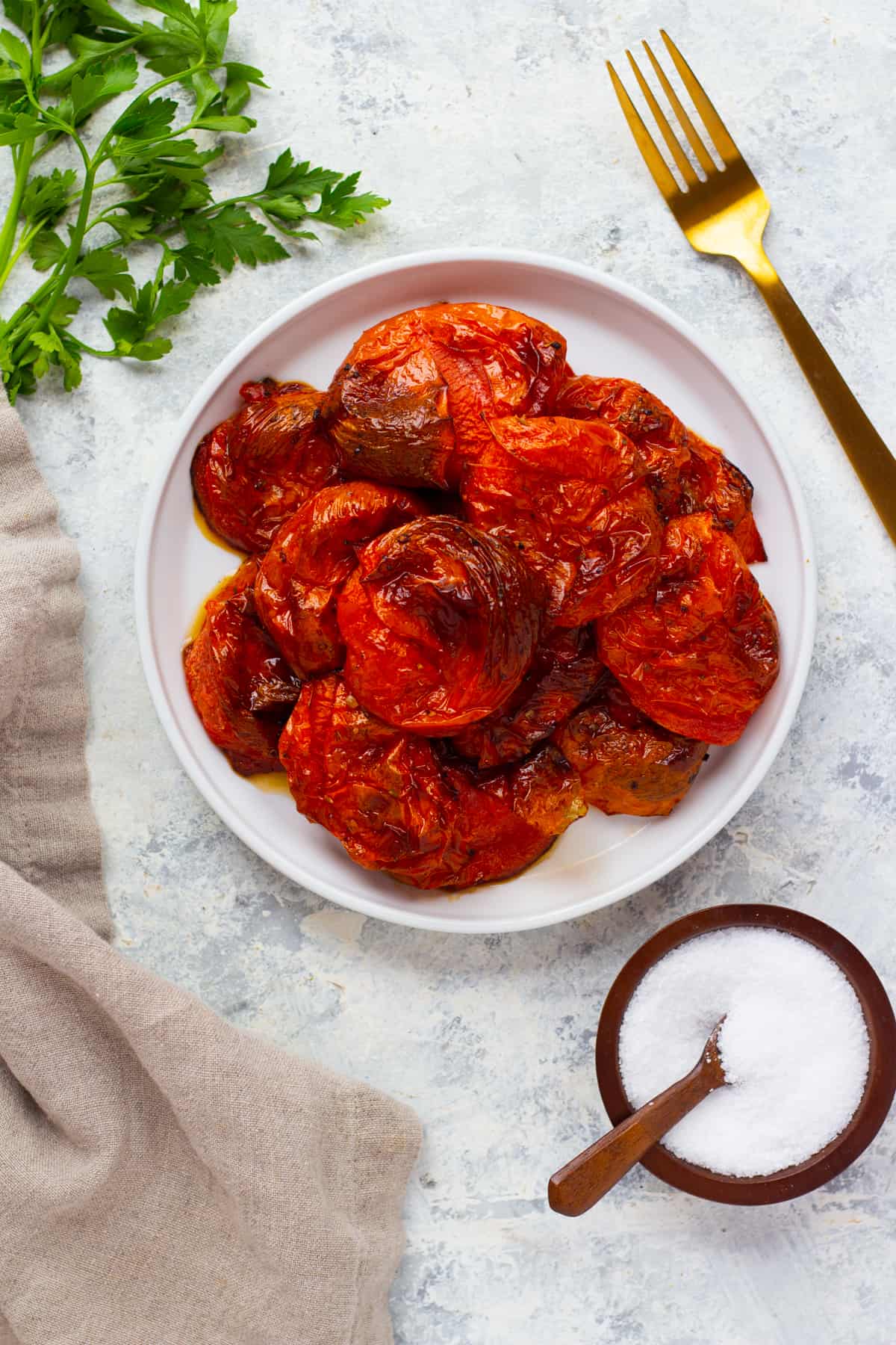 place the tomatoes on a plate.