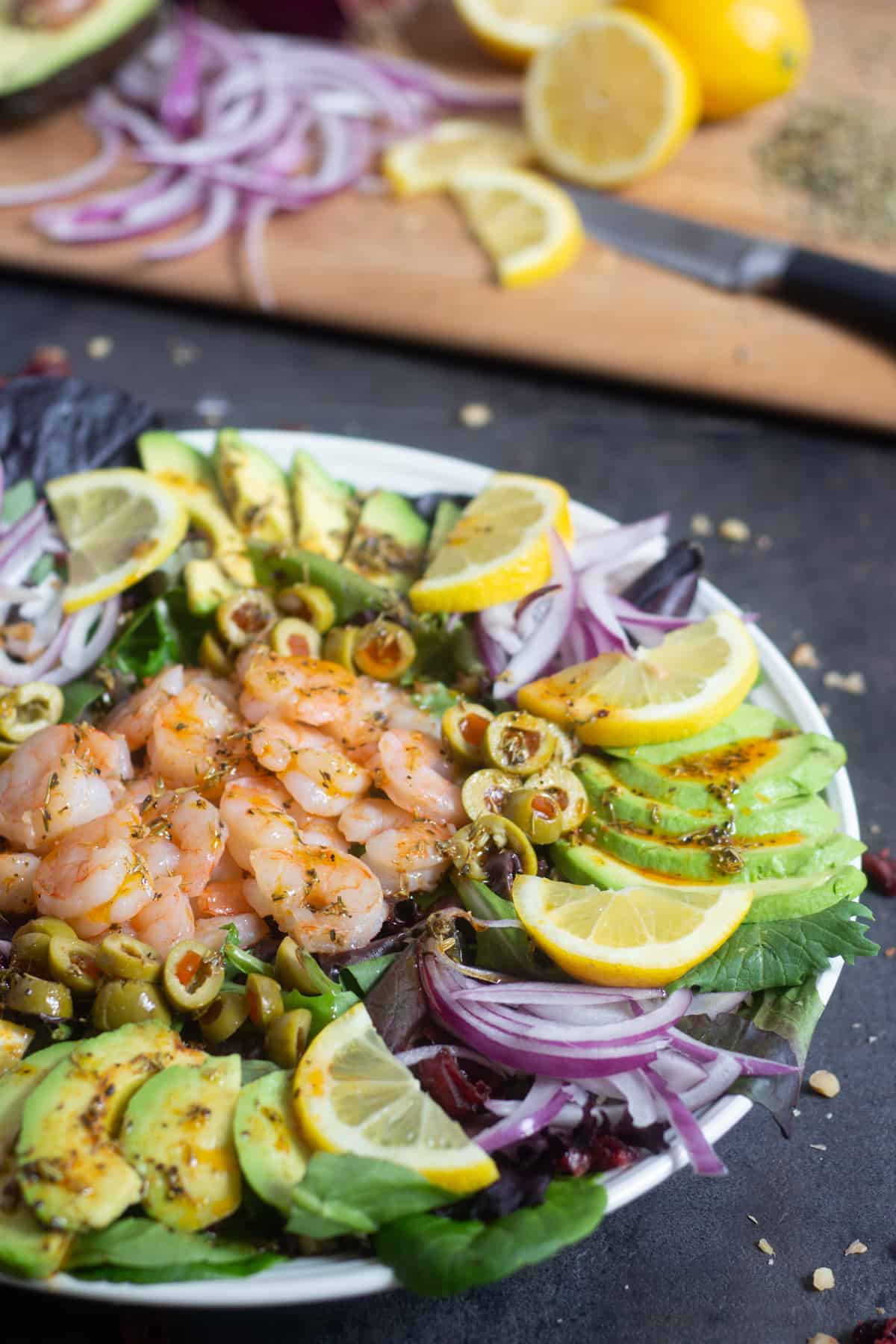 don't over cook the shrimp for the avocado salad with shrimp.