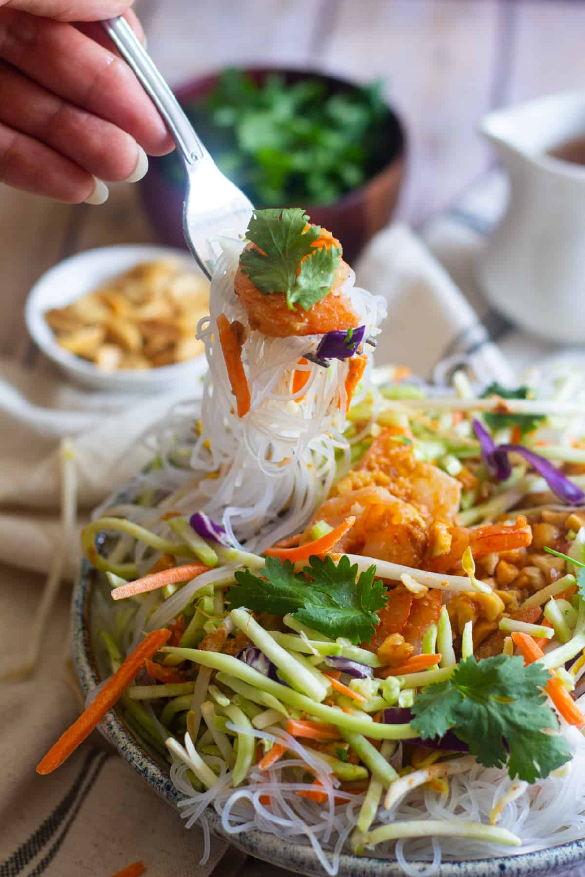 Make this Quick and Easy Shrimp Noodle Salad within minutes and have a delicious meal full of great flavors. Serve this dish with a special spicy peanut sauce for extra flavor.