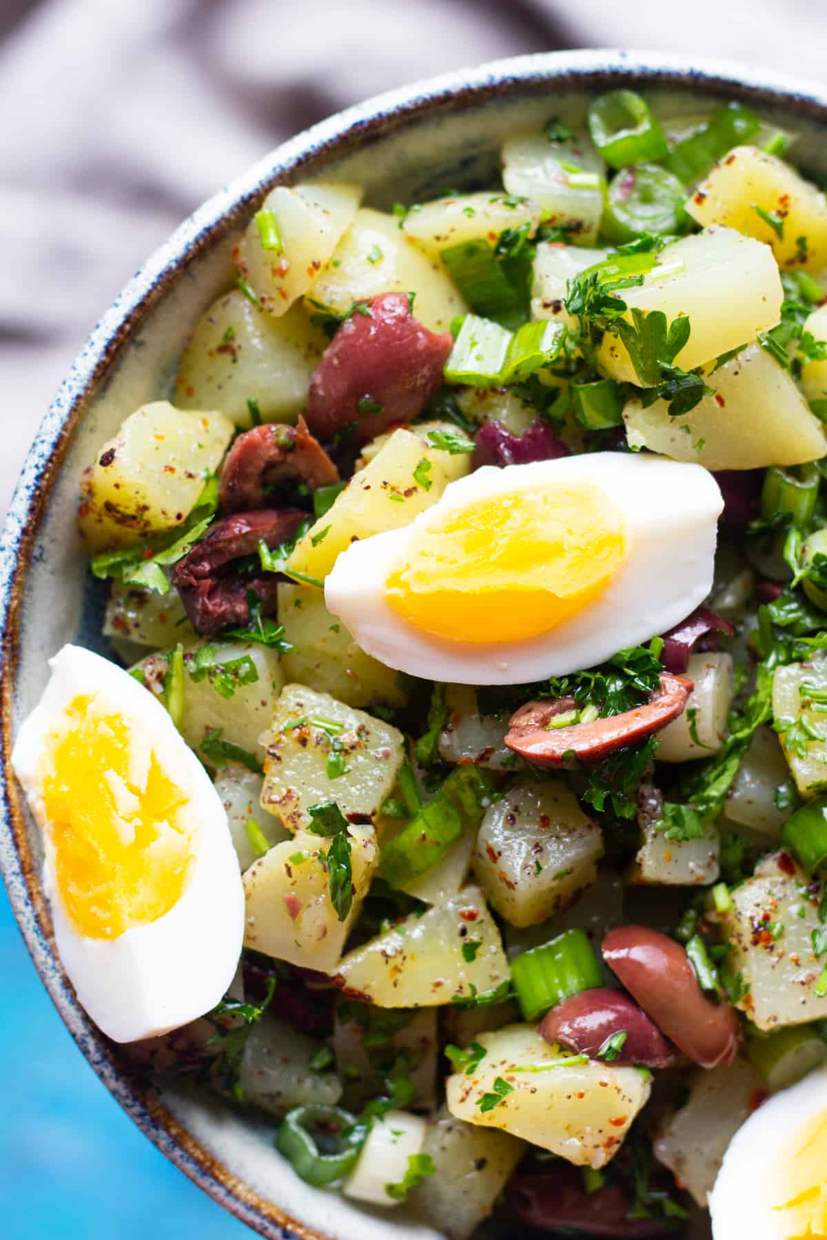 close up shot of Turkish style homemade potato salad