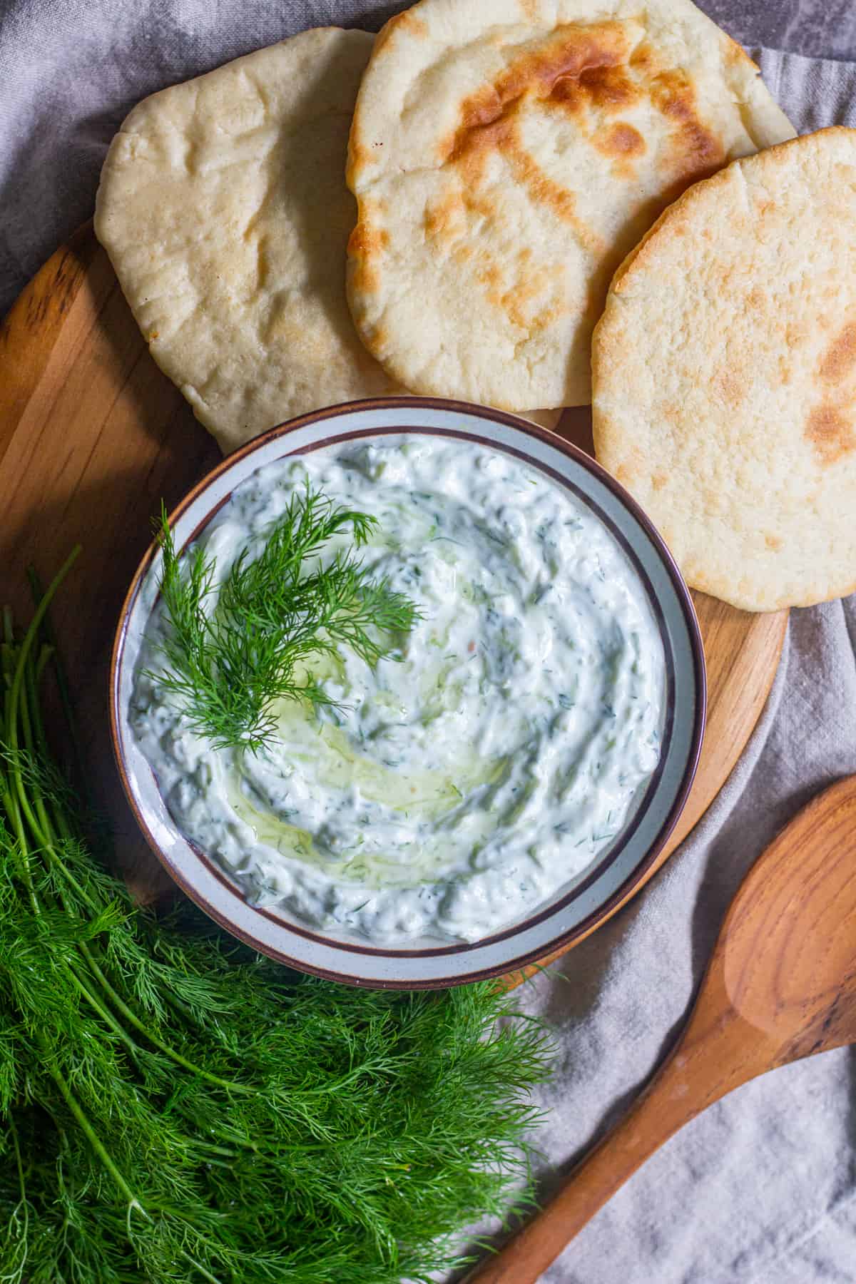 Homemade tzatziki sauce is perfect with some fresh pita bread as an appetizer. 
