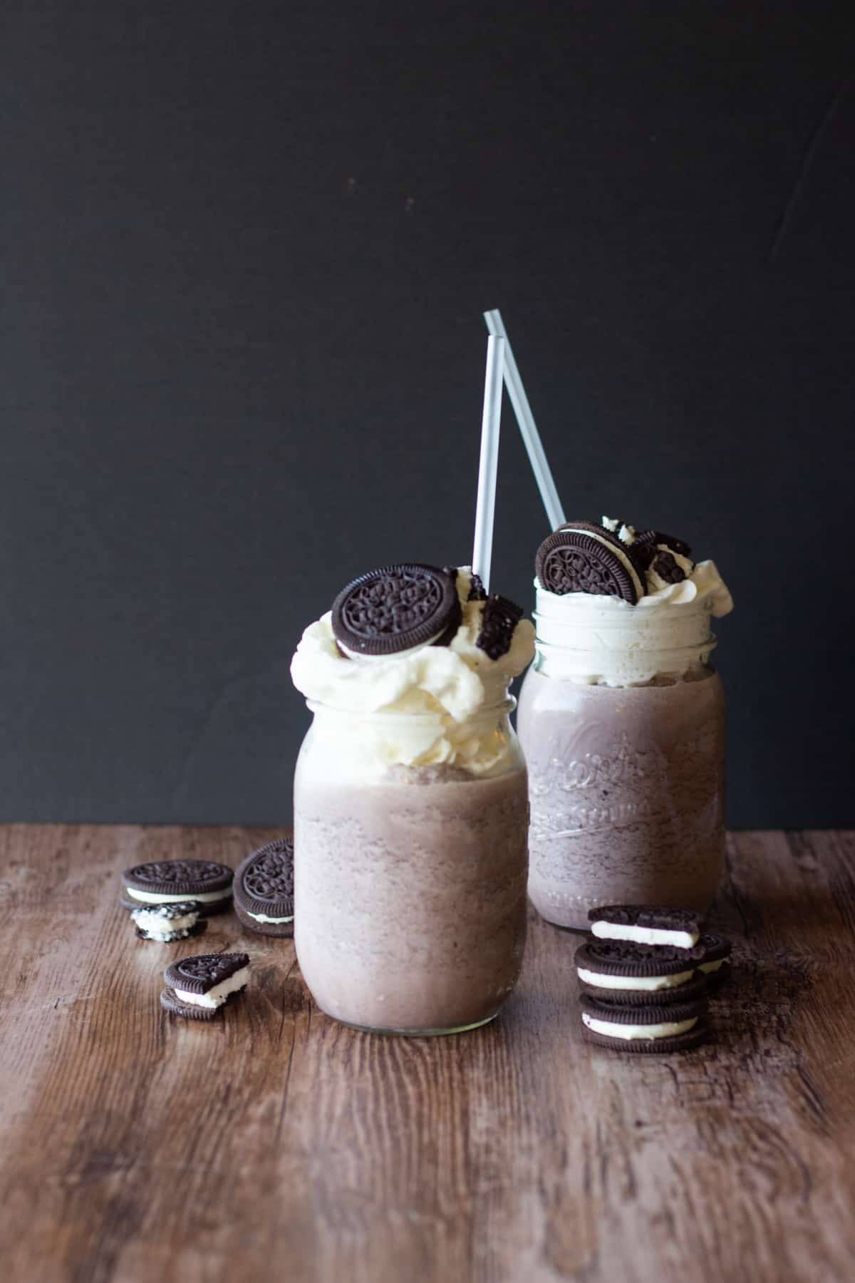 With some oreos, ice cream and milk you can have the most delicious oreo milkshake!