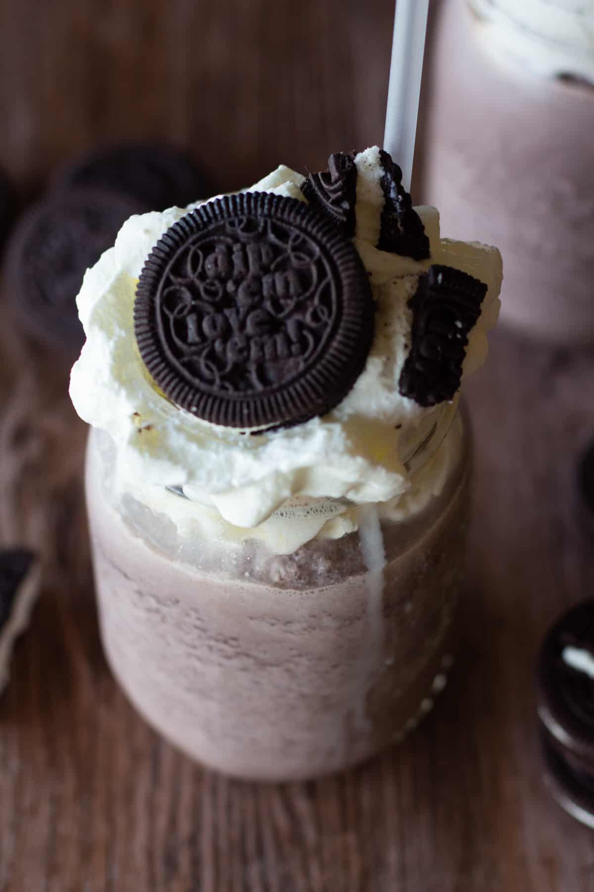 cookies and cream milkshake - This milkshake is better than the one made at chik-fil-a and is full of oreos! 