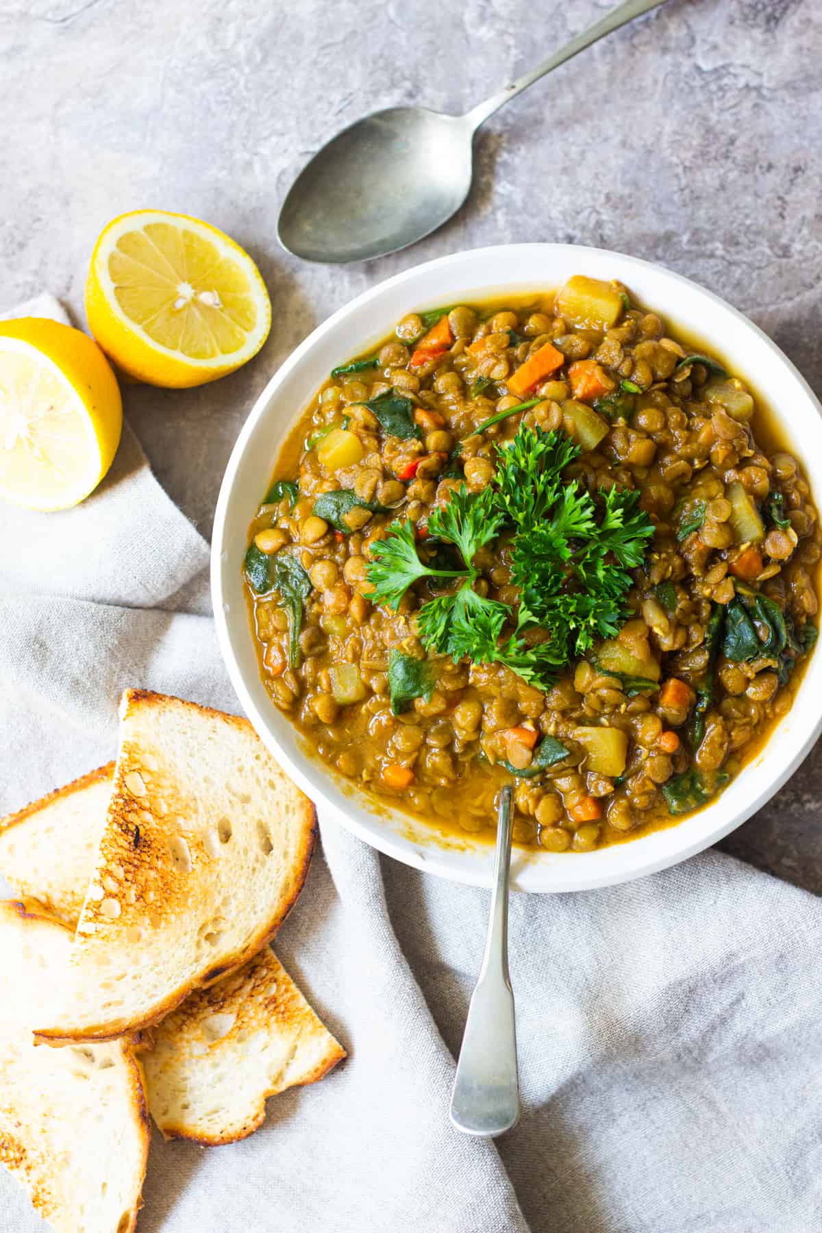 Here's a green lentil soup with a Mediterranean twist. Packed with vegetables and spices, this recipe proves that healthy soups don't have to be bland!