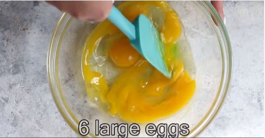 Mix the eggs in a large bowl.
