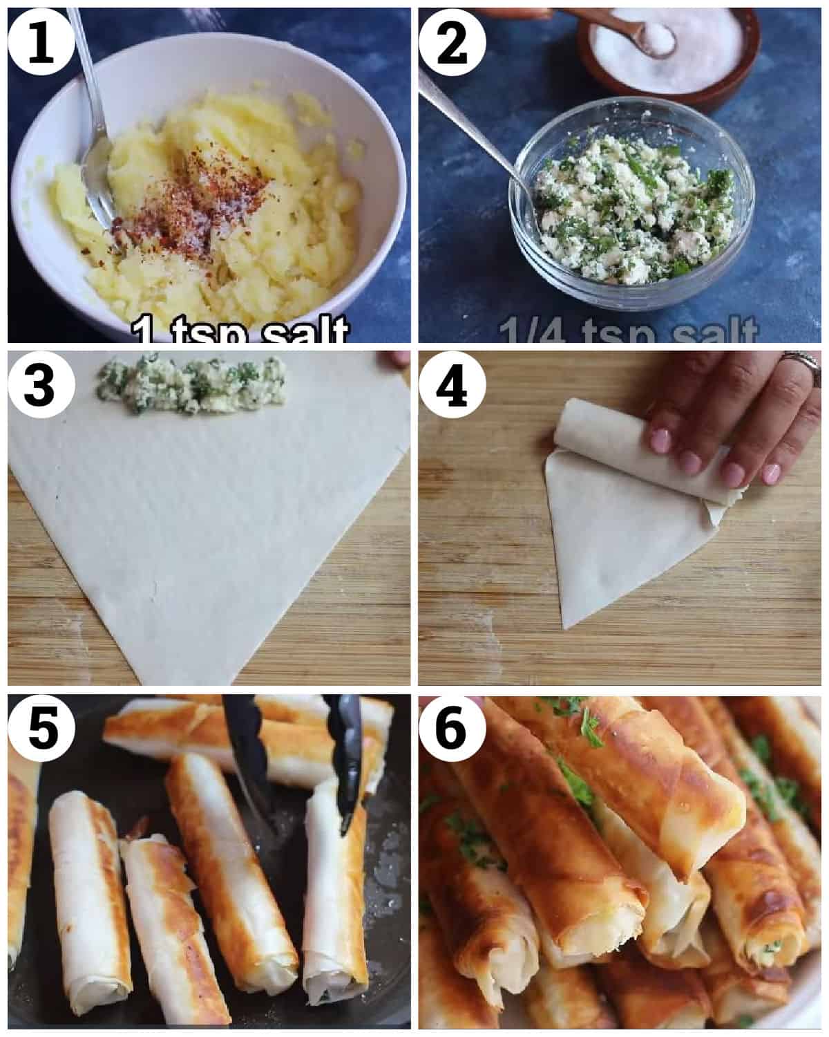 make the filling, fill the borek sheets and roll. Fry and serve. 