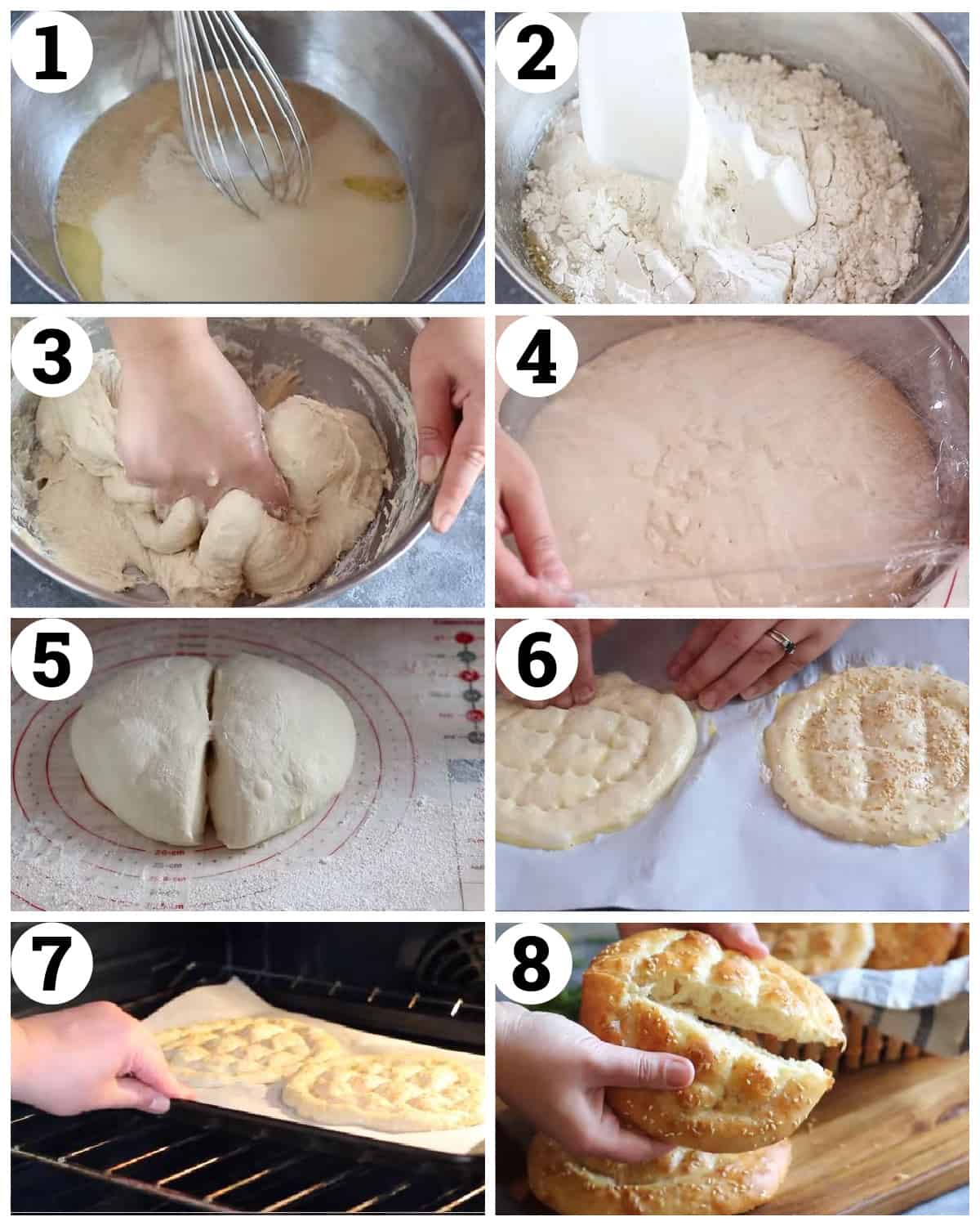 mix the wet and dry ingredients, let the dough rise, shape and bake. 