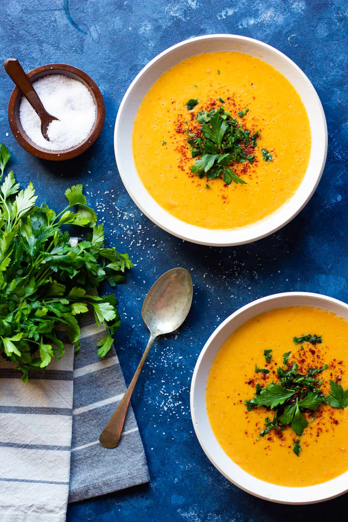 Turkish red lentil soup is best served with a squeeze of lemon. This gluten free and vegan soup is so simple to make at home.