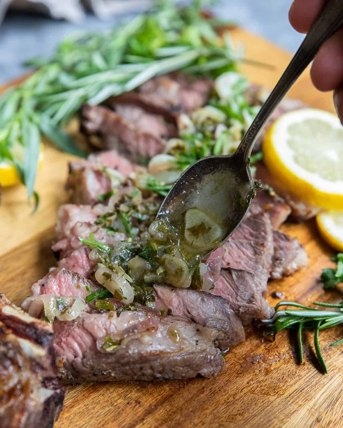 Serve the perfect grilled steak with herb sauce 