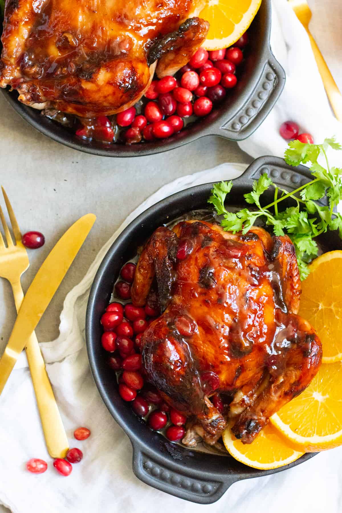 This Cranberry Orange Glazed Cornish Hen recipe is perfect for holiday family dinners.