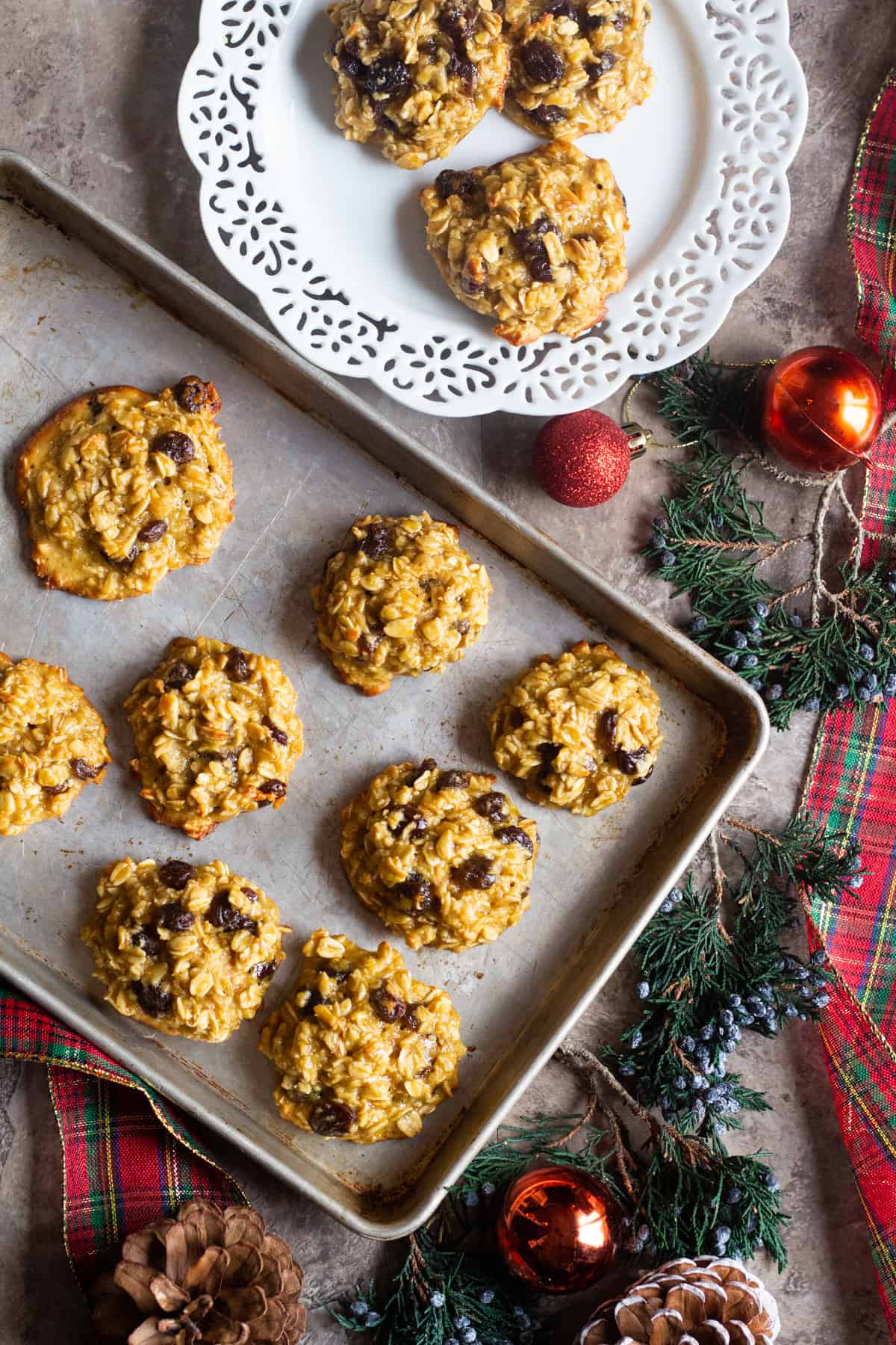 Learn how to make oatmeal cookies without butter that are chewy and delicious. These healthy oatmeal raisin cookies are naturally sweetened.