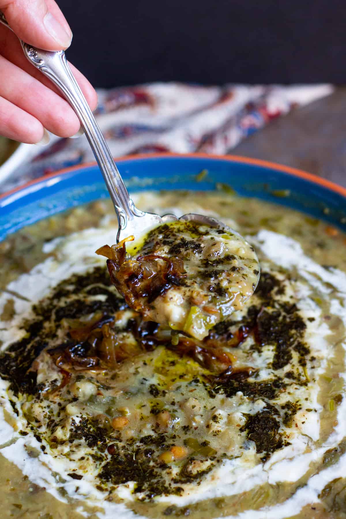 Filled with nutrient ingredients and great flavors, this Persian Eggplant Soup - Ash-e Bademjan is a delicious choice for cold days. This vegetarian and gluten free soup is super tasty!