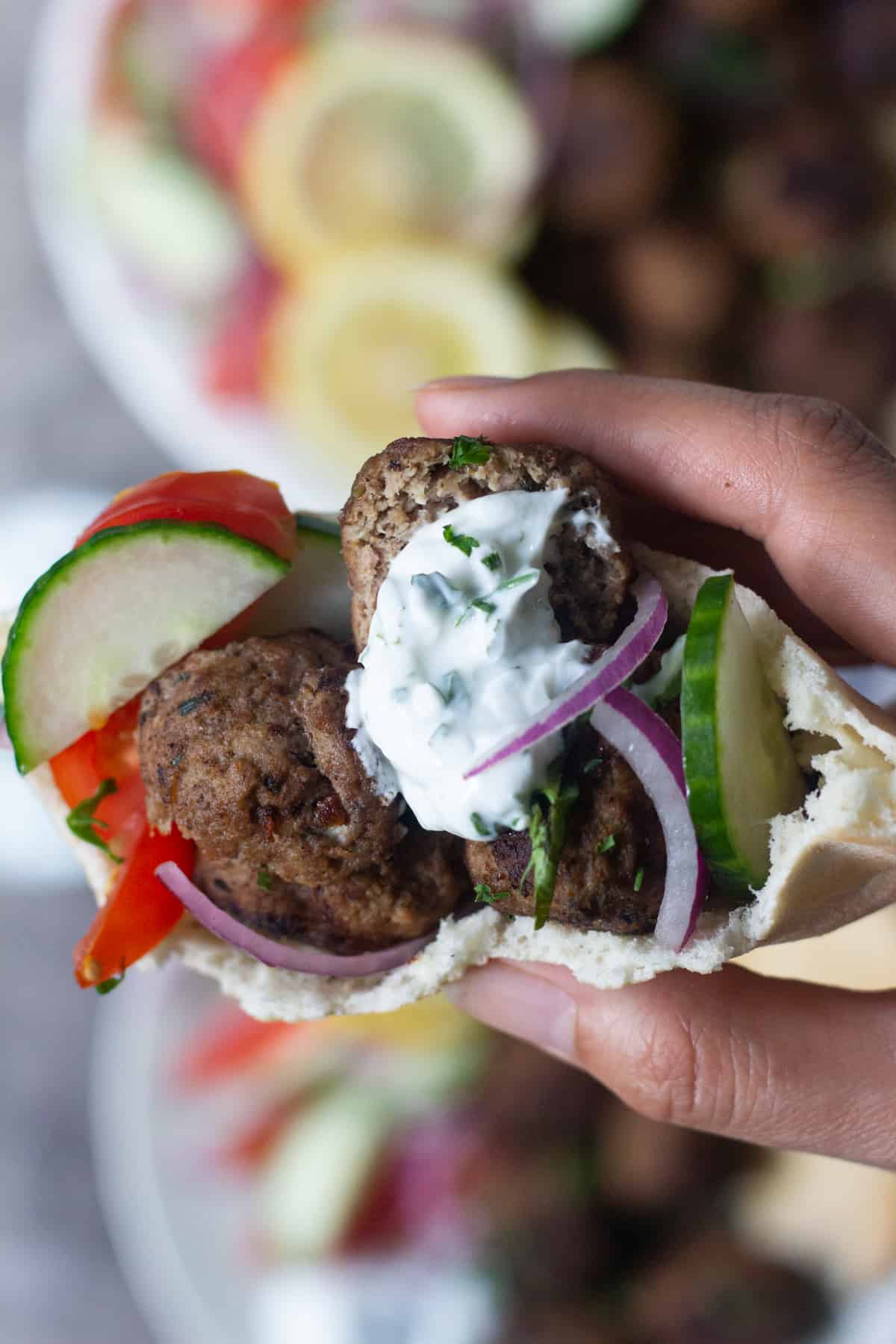 This Greek meatball recipe is perfect with some homemade tzatziki sauce. 