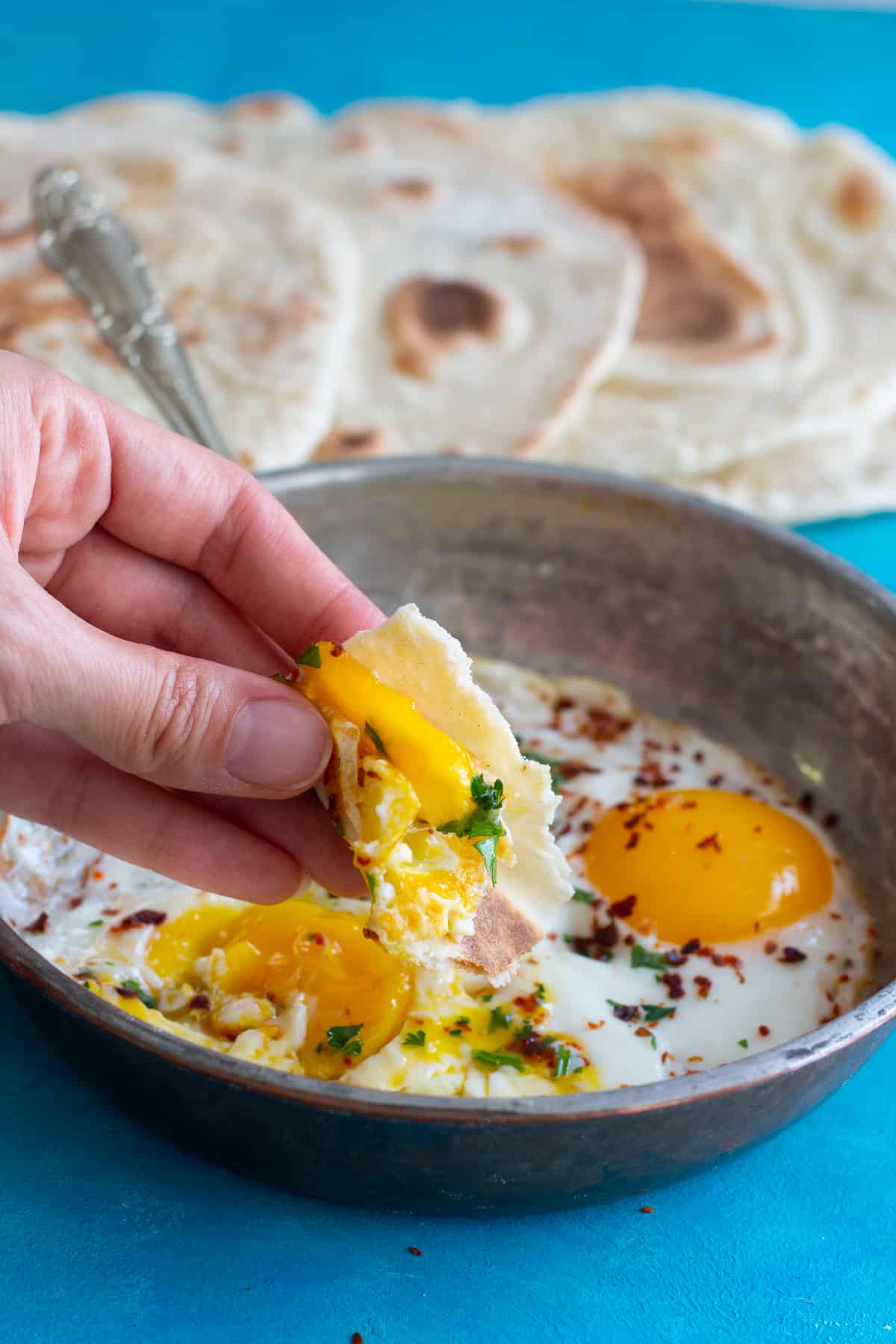 Serve lavash with some eggs or breakfast.