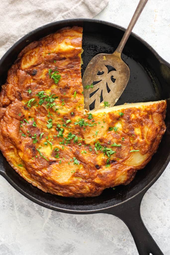 Overhead shot of Spanish tortilla.