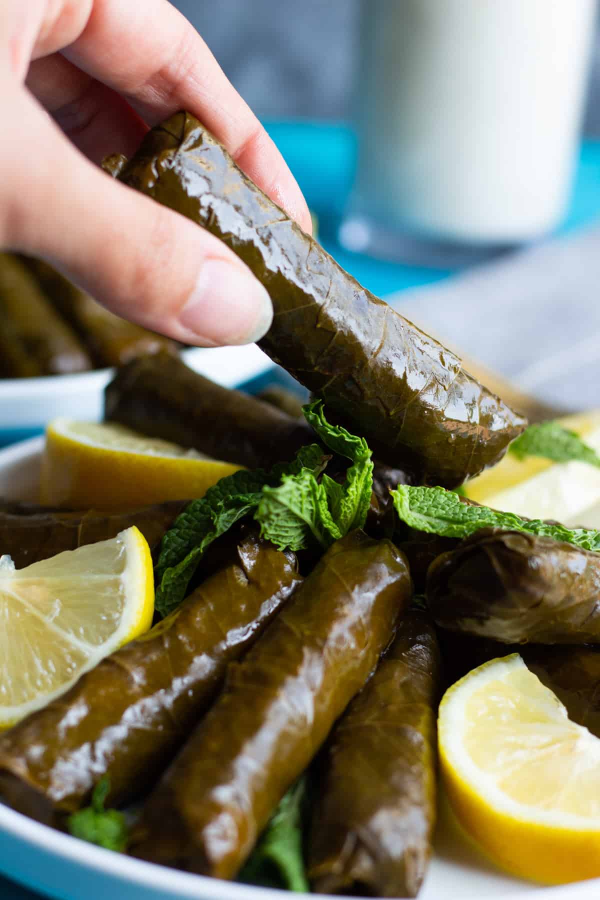 Stuffed grape leaves are also known and dolmades or dolmas.