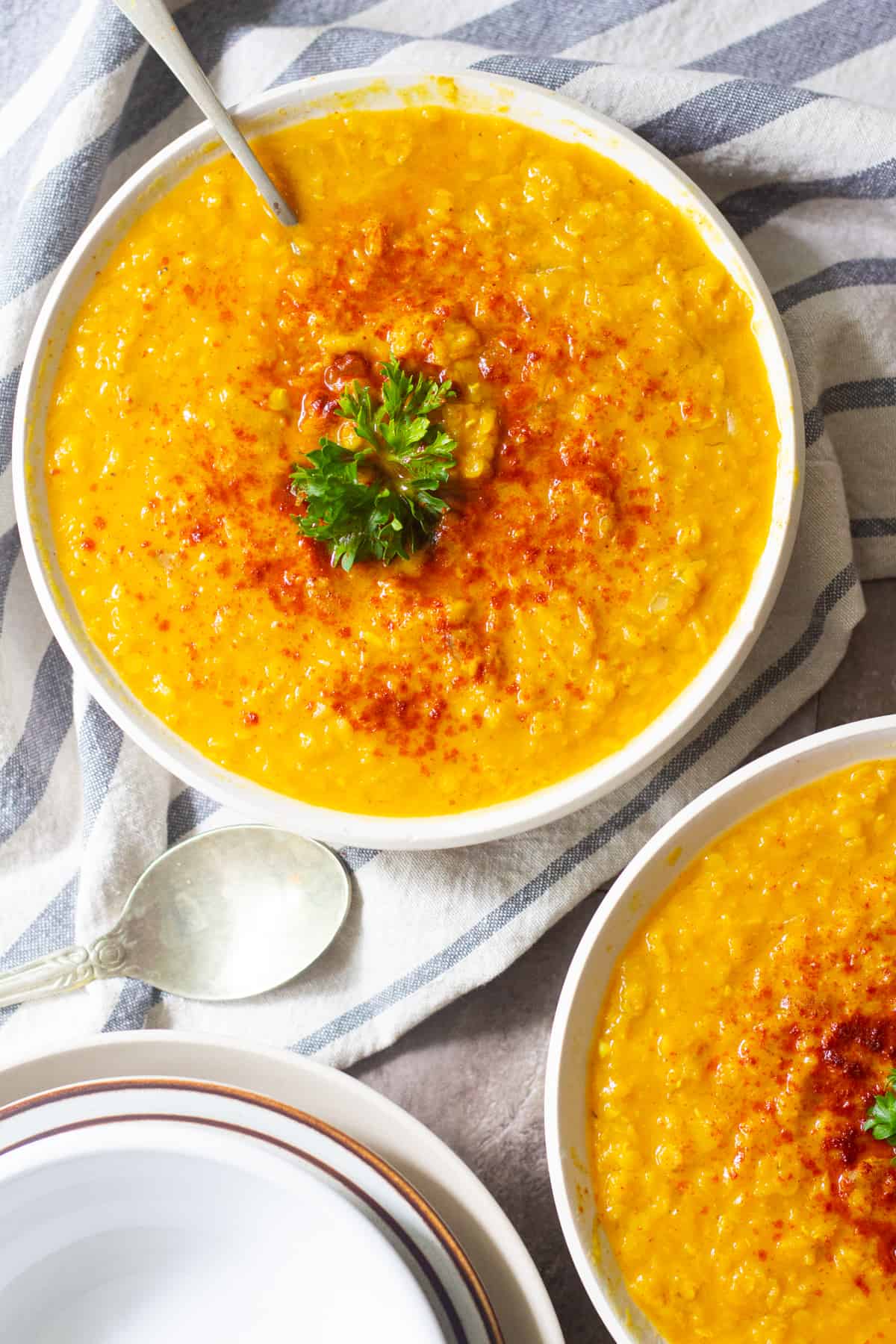 This is the only red lentil soup recipe you ever need! Creamy lentil soup with turmeric and ginger is full of flavors and very comforting. It's a quick and easy soup that everyone loves! 