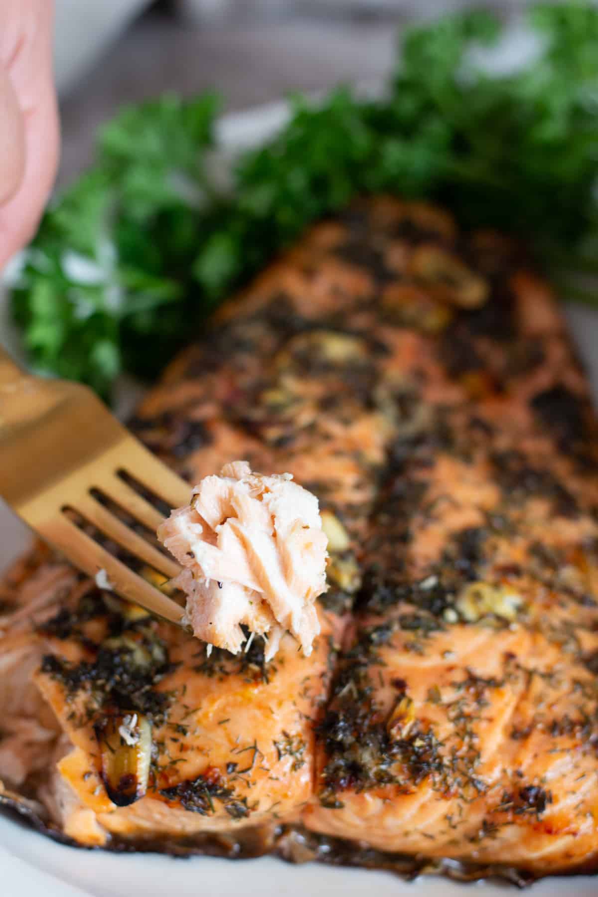 Flaky salmon made with an easy and healthy marinade. 