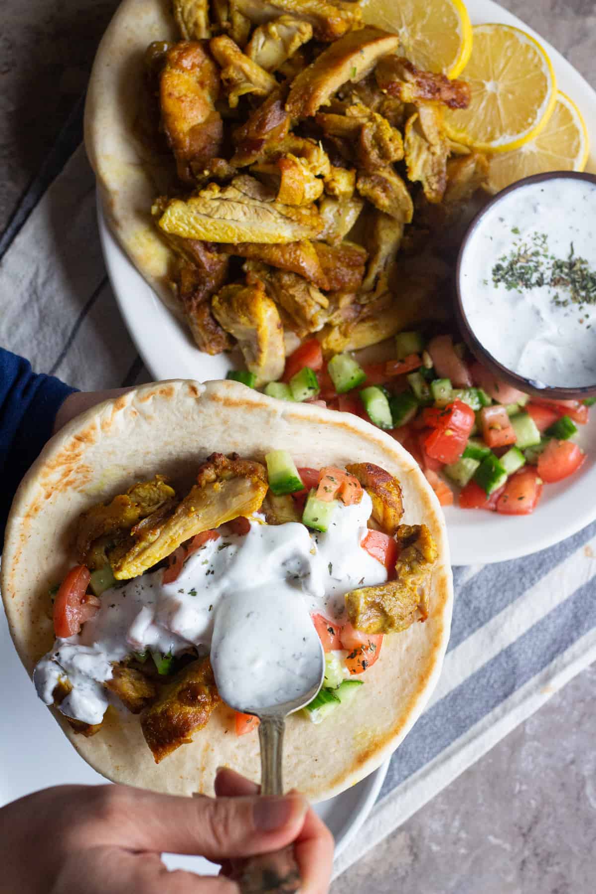 This homemade chicken shawarma recipe is made with a special spice mix that infuses it with classic Middle Eastern flavors. Serve it in a wrap to get the satisfying taste of take-out shawarma at home!
