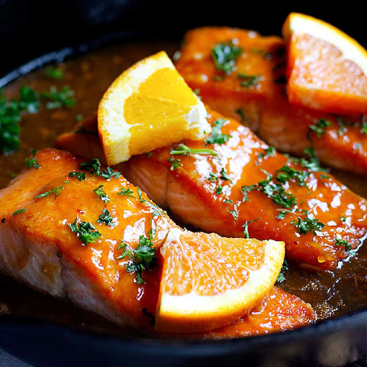 This is an easy orange glazed salmon recipe that's perfect for a weeknight dinner. Enjoy a delicious, crispy pan seared salmon cooked with a homemade orange glaze.  
