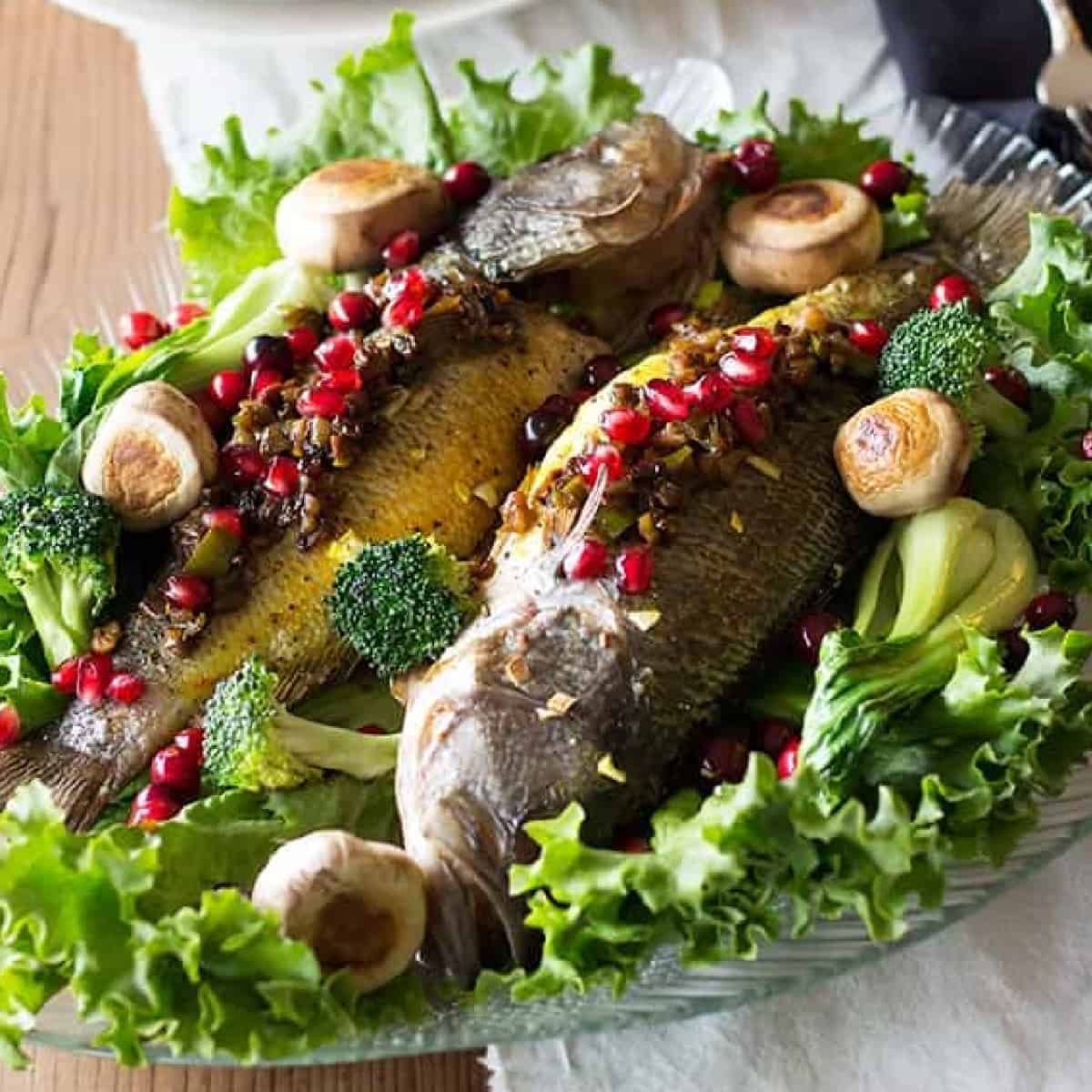 This stuffed fish is a new way to serve fish! It is stuffed with a delicious pomegranate and walnut mixture and is perfect for any occasion.