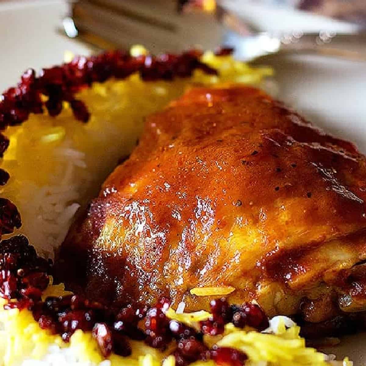 Zereshk polo morgh is one of the most famous dishes in Persian cuisine. It's full of wonderful flavors such as saffron, turmeric and barberry.
