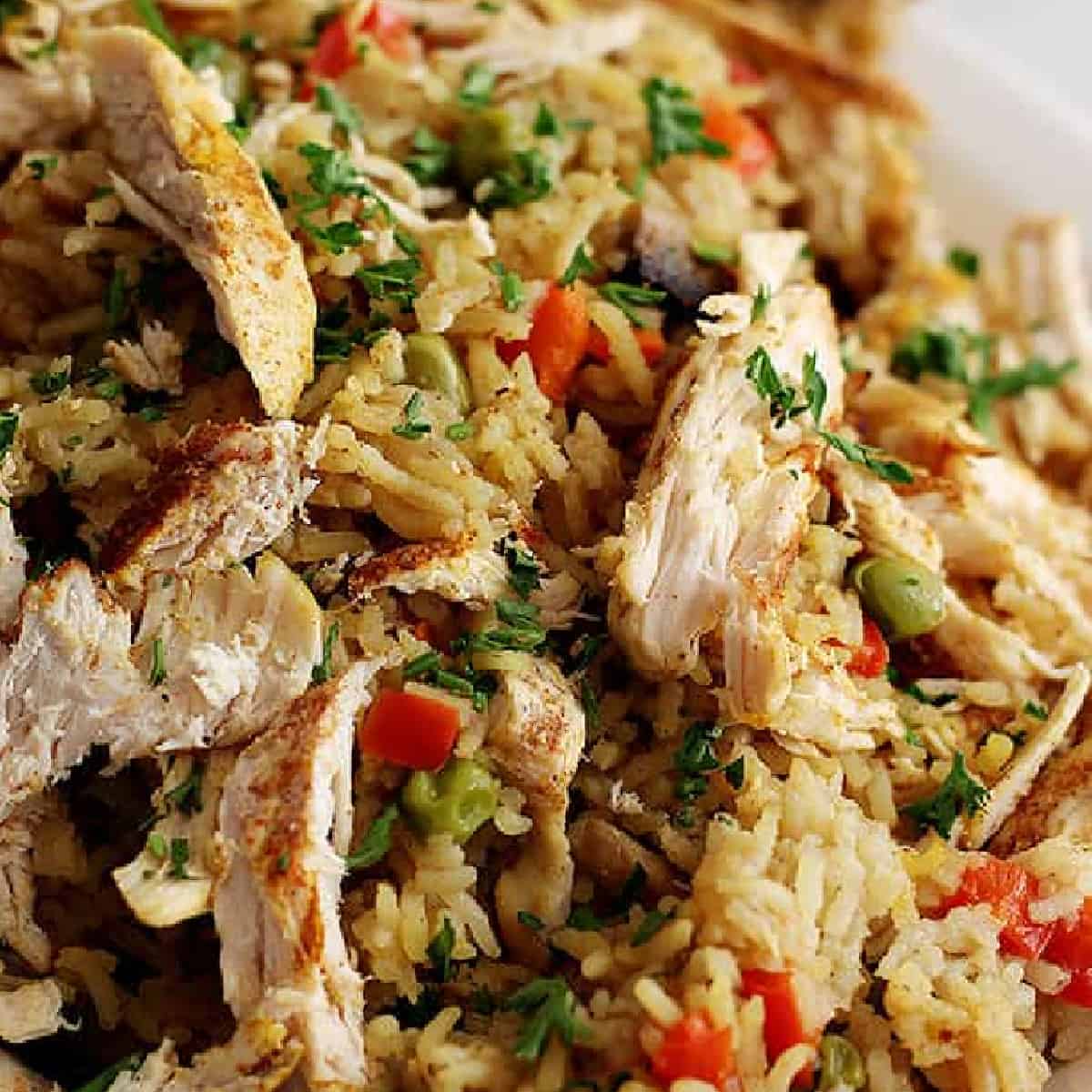Instant pot chicken and rice is ready in less than 30 minutes! Packed with veggies and so much flavor, this dish is perfect for a quick dinner!
