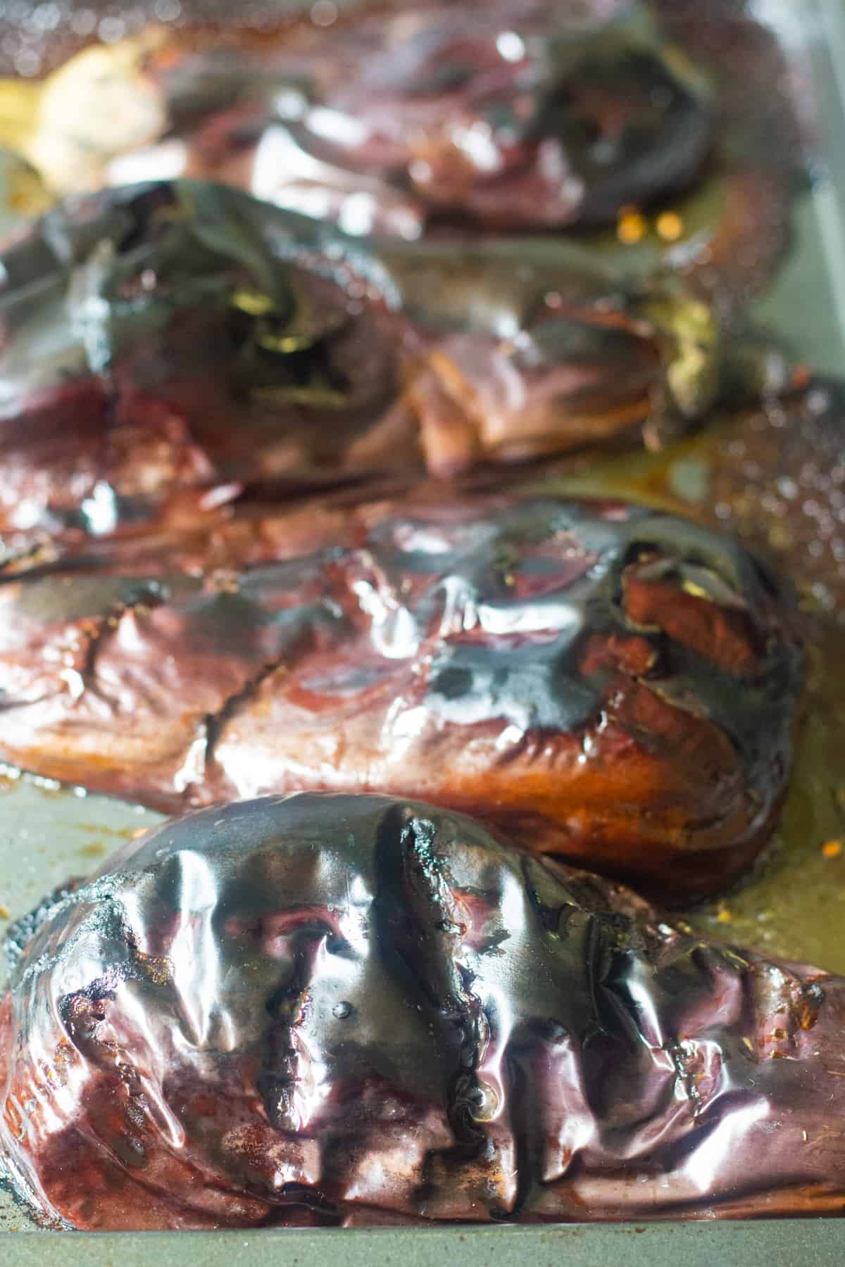 Roasted eggplants are great appetizer and side dish. 