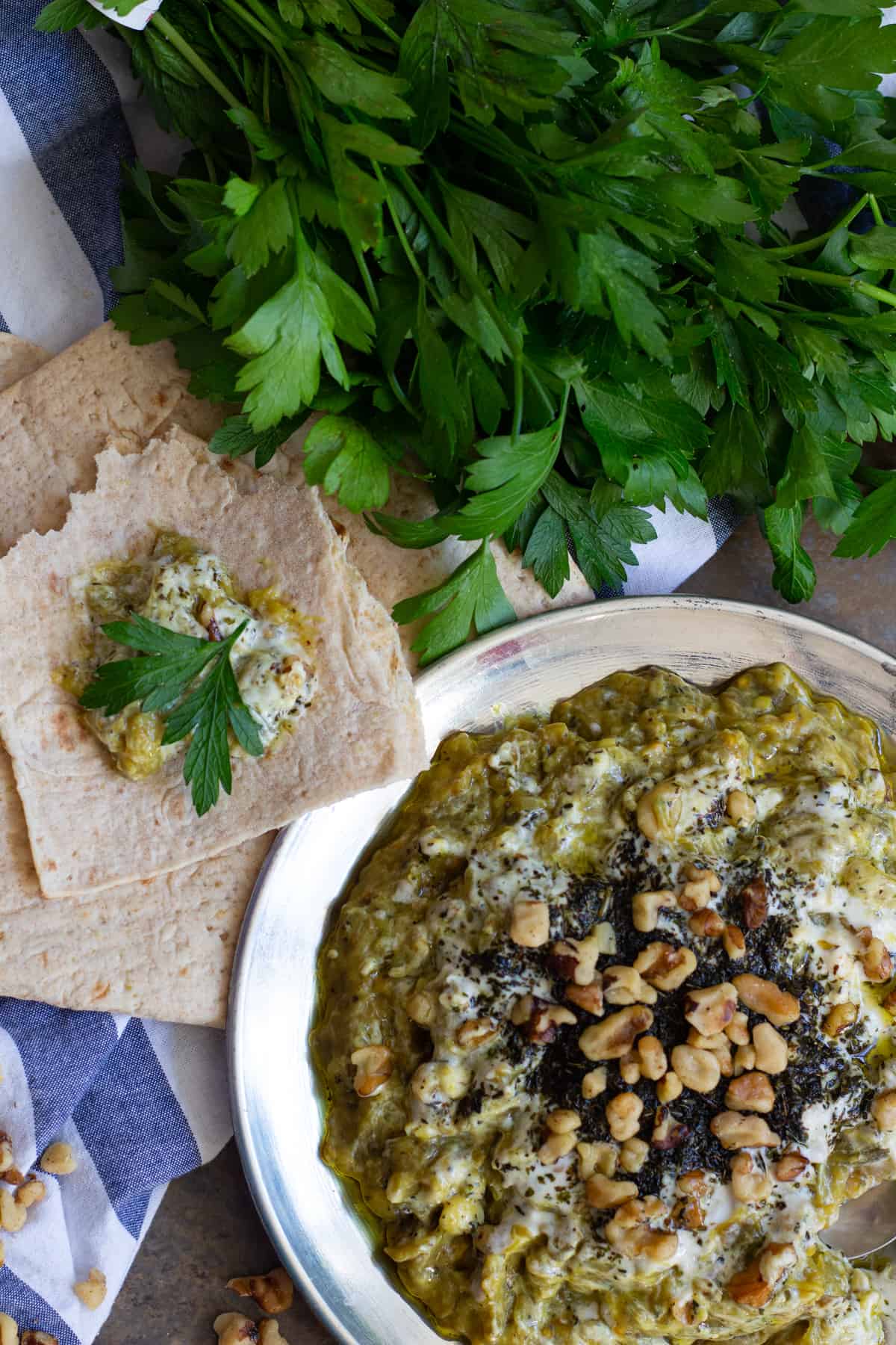 This Persian eggplant recipe known as kashke bademjan is the perfect appetizer for parties. 