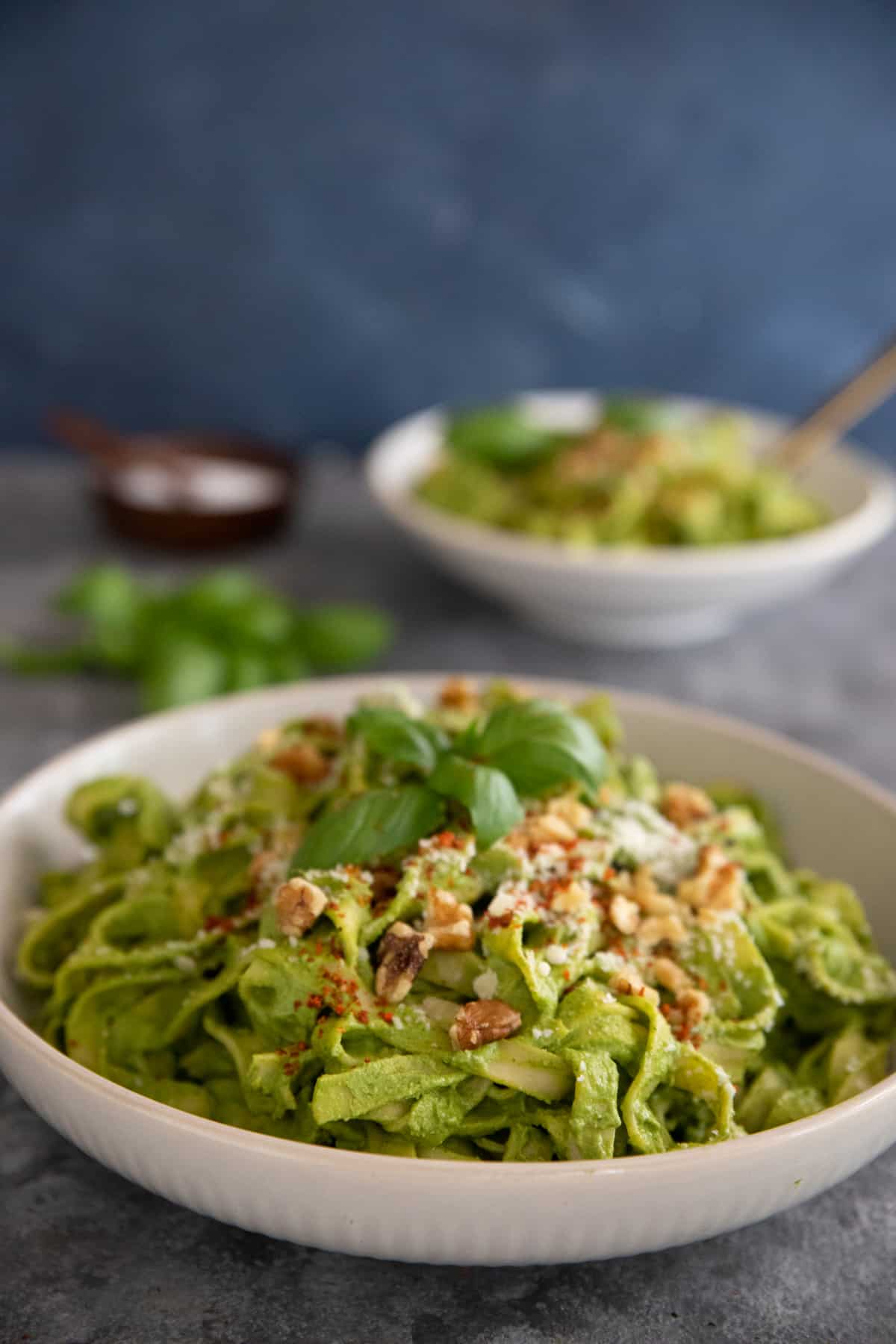 This spinach pesto pasta is creamy and rich, plus it's loaded with vegetables. Easy to make and ready in 30 minutes, this vegetarian pasta is both healthy and delicious.