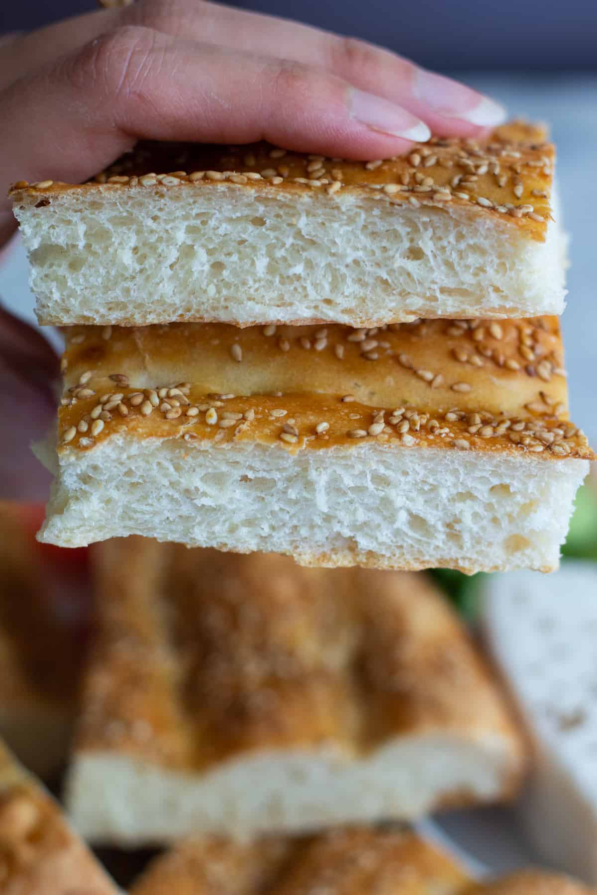 This bread is fluffy and very simple to make. It's topped with sesame seeds. 