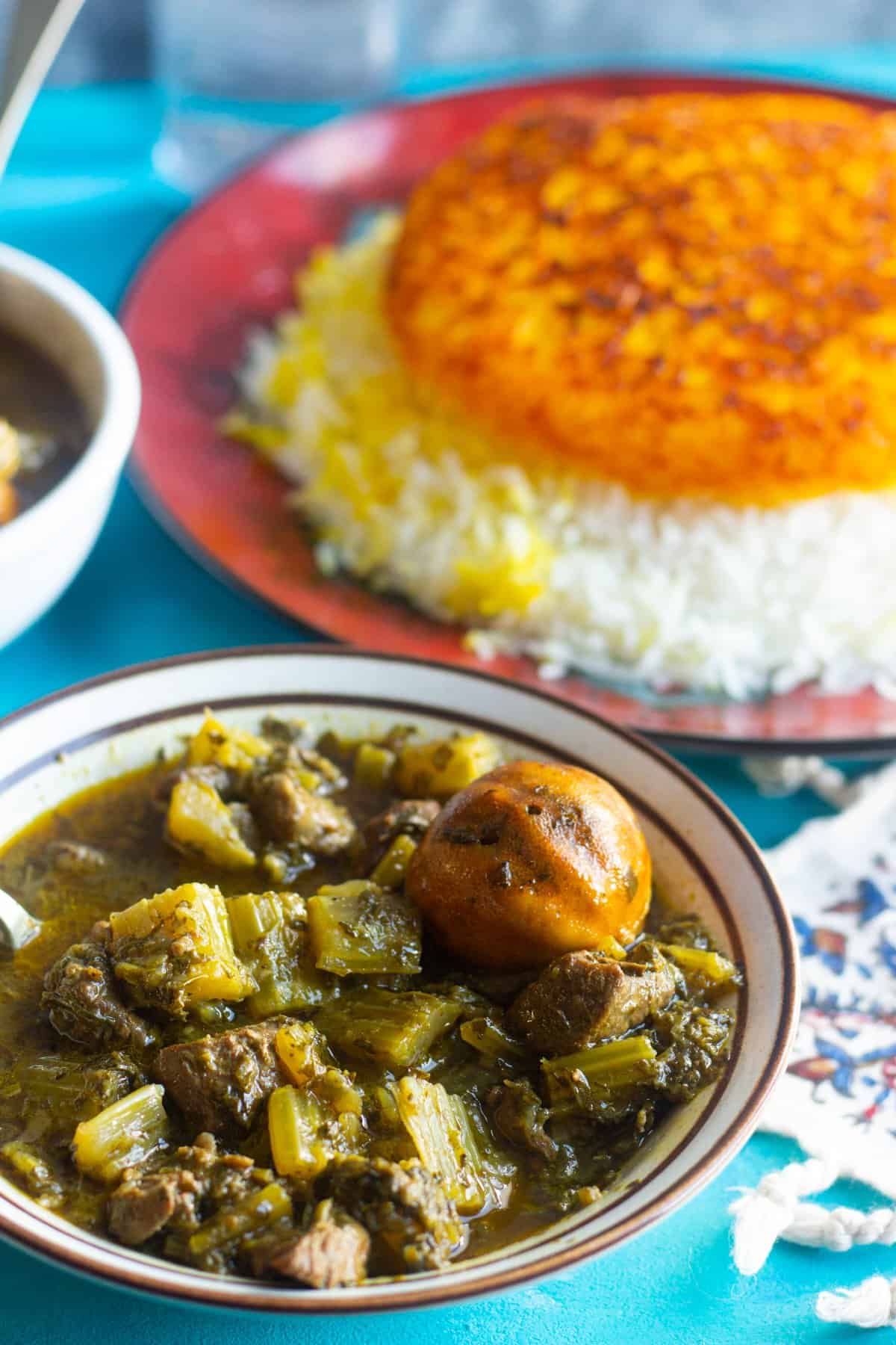 serve Persian celery stew with saffron rice. 