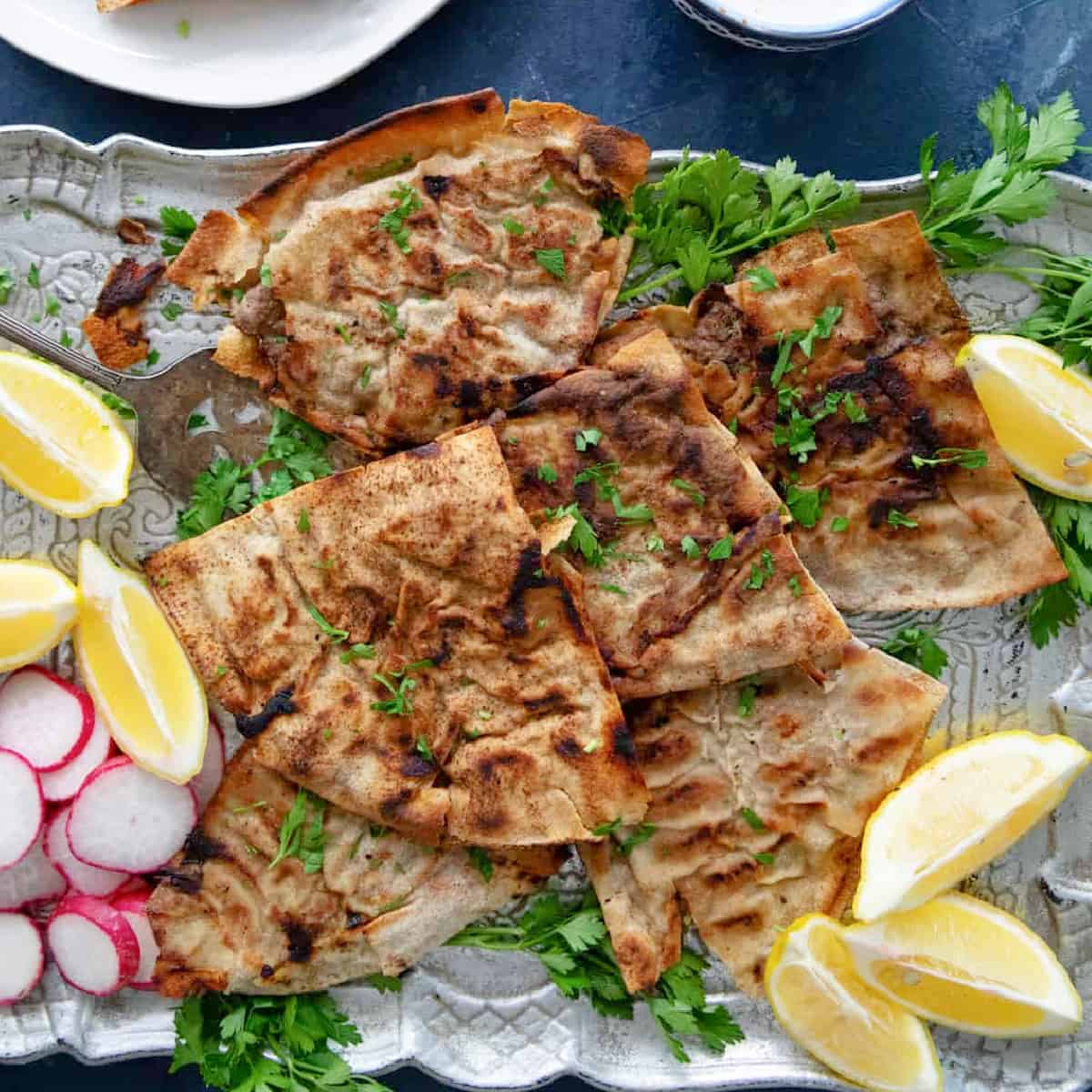 Arayes Lebanese stuffed pita. 