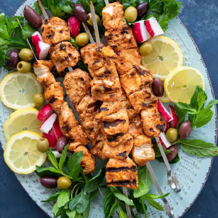 Grilled chicken kabobs recipe.