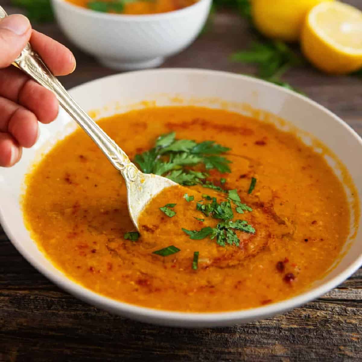 Get ready to enjoy a Moroccan-style red lentil soup recipe that's ready in just 30 minutes! This comforting soup has a lemony zing and rich flavor thanks to a unique combination of spices.
