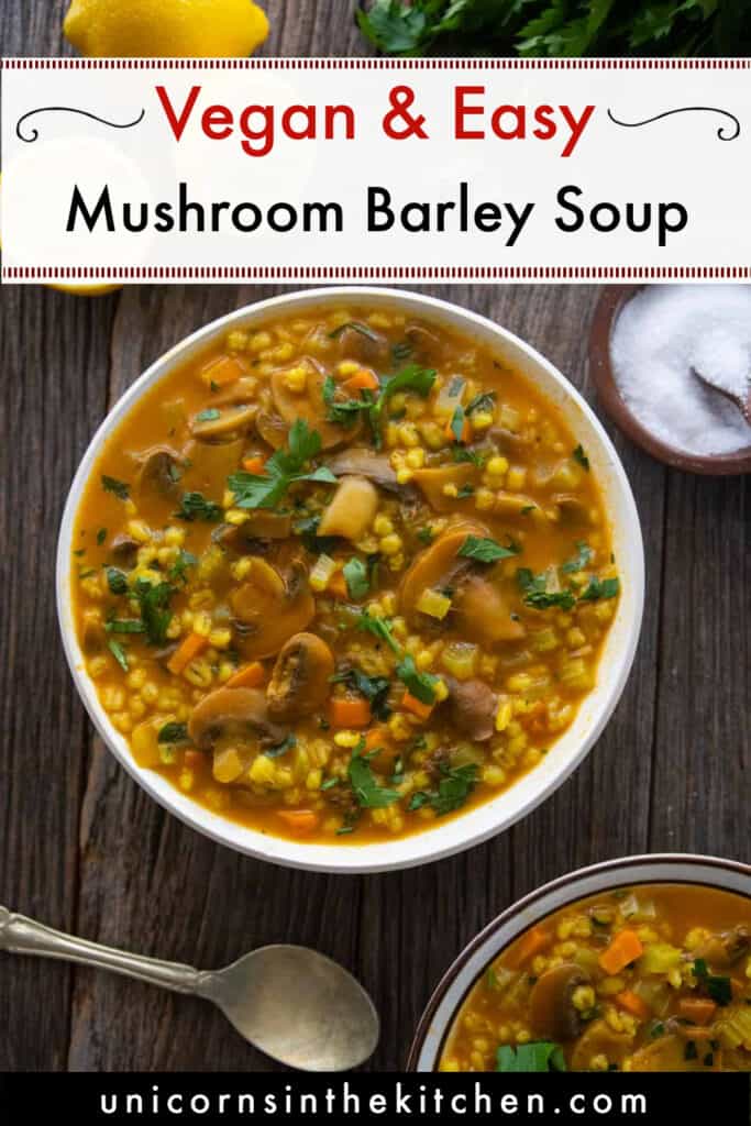 Simple Mushroom Barley Soup - The Mediterranean Dish