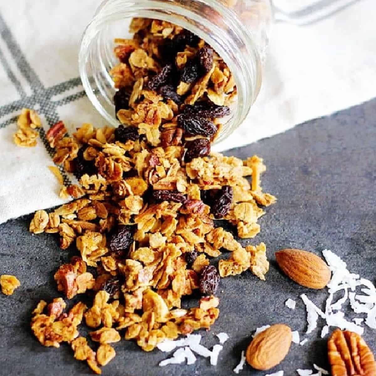 Make mornings a blast with this delicious homemade Coconut Almond Granola. It's a perfect addition to your smoothie or yogurt bowl, or as a simple snack!
