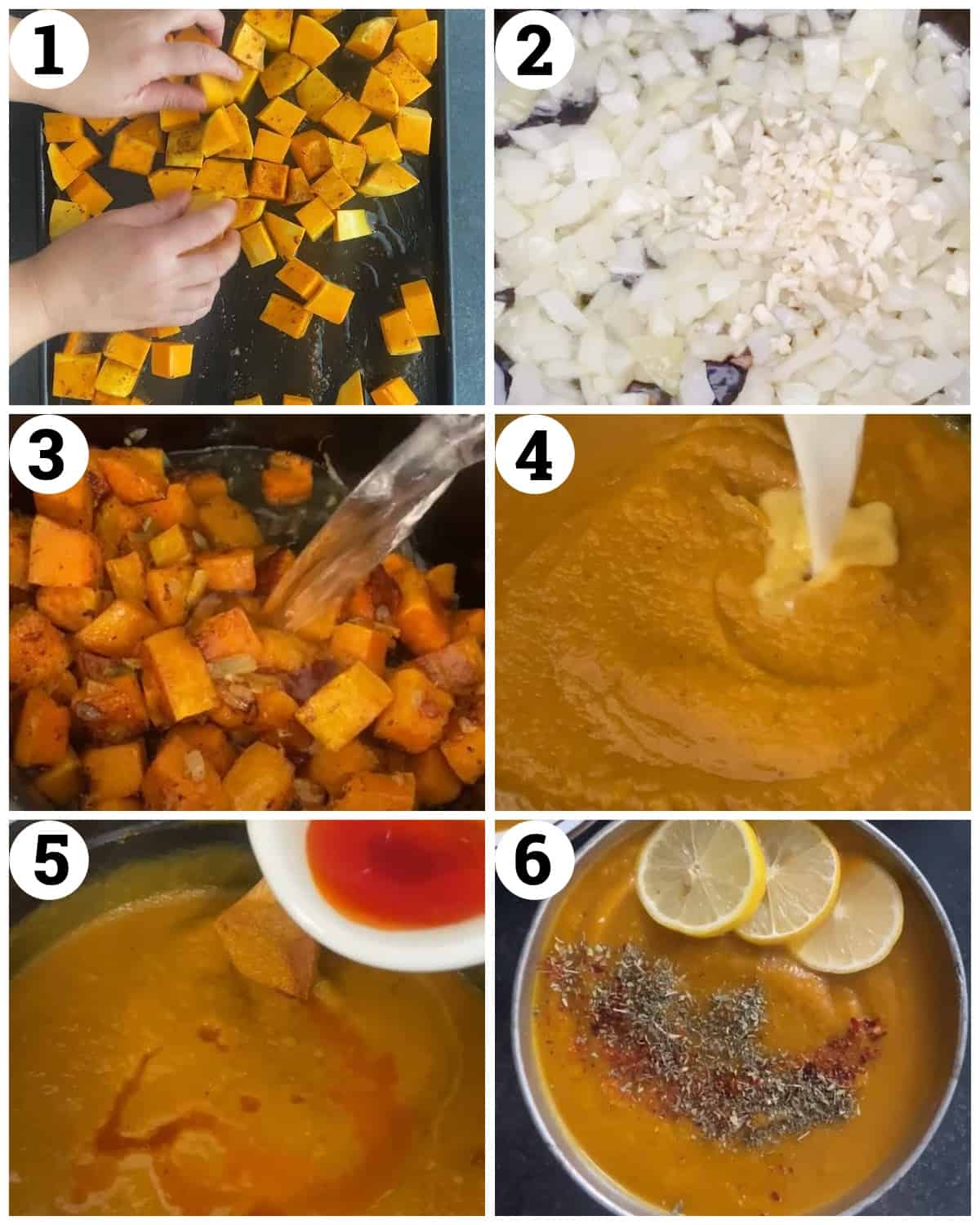 roast the squash saute the onion and garlic add the roasted squash with spices and broth then blend and add milk and saffron. 