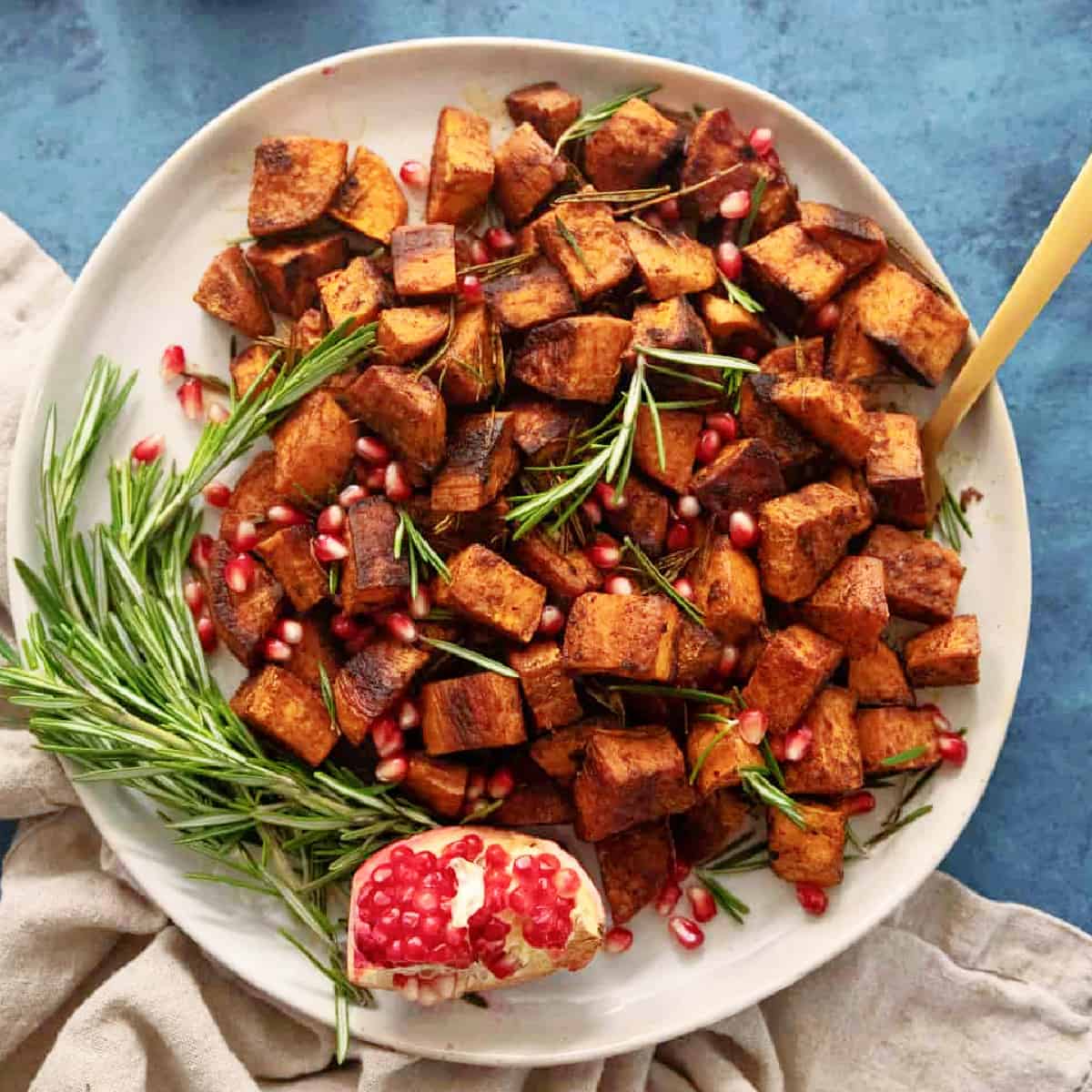 Roasted sweet potatoes are the perfect side dish. They're made with spices and olive oil, then roasted to perfection until caramelized.
