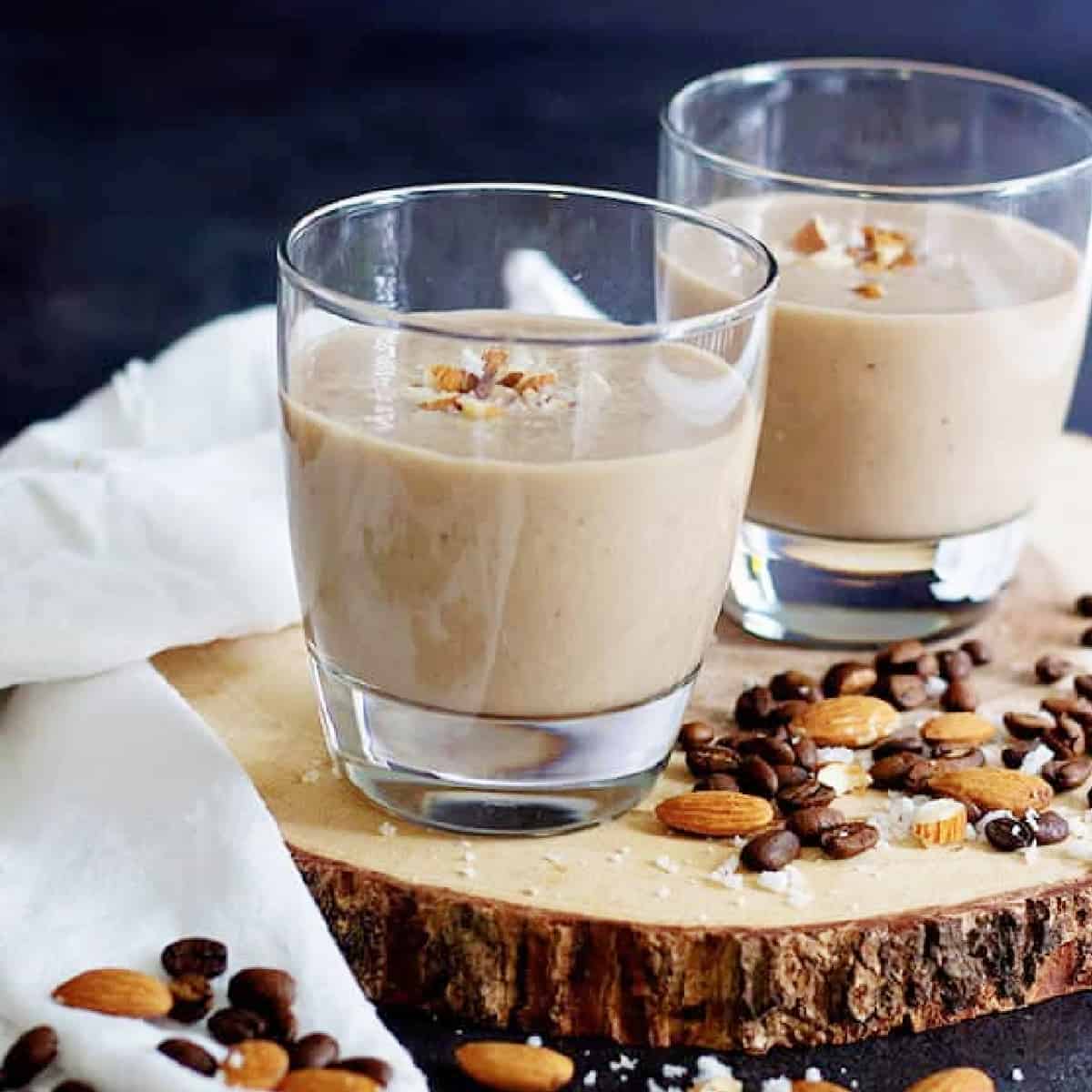 Almond Coconut Breakfast Smoothie is a full breakfast packed into a glass! With a touch of espresso, this smoothie will have you ready for a great day!
