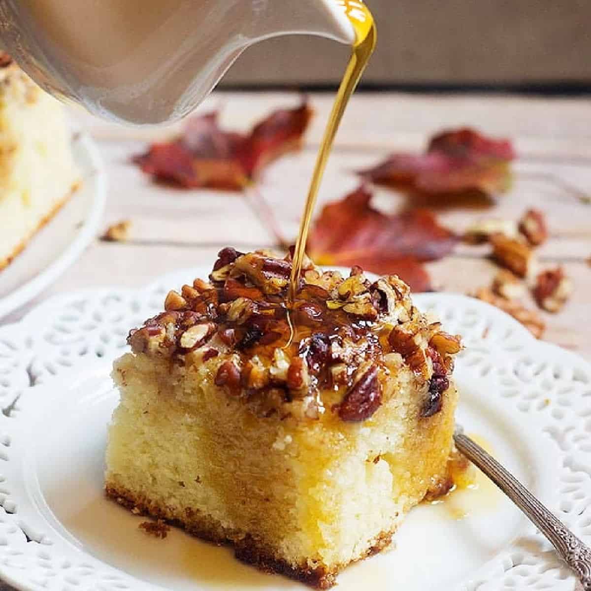 This Pecan Pie Cake Recipe is a keeper. It's perfect for cold chilly days! 
