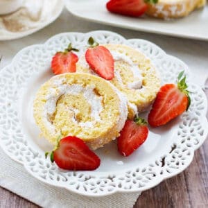 Strawberry cream swiss roll.