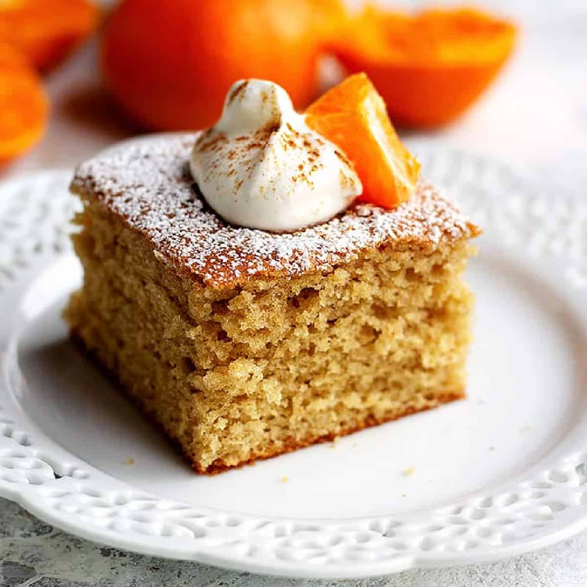 A super easy yet delicious dessert, this spice cake is the perfect fall treat. Made with clementine juice, this cake is moist and very flavorful. 
