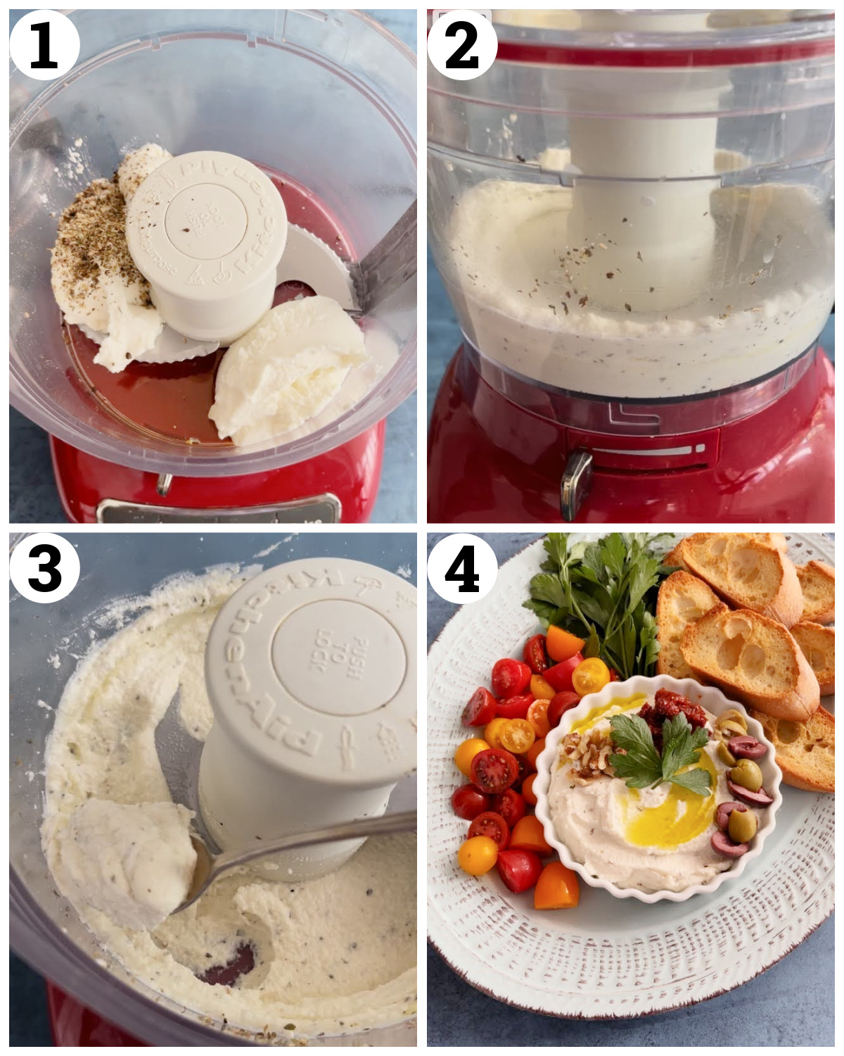 Mix the ingredients in a food processor and blend until smooth. 
