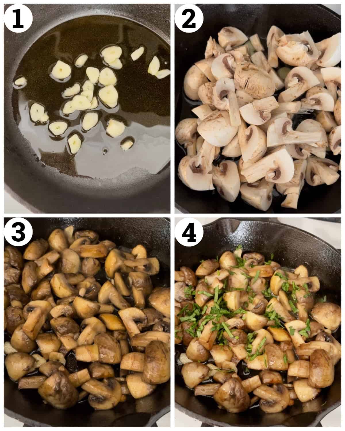 Cook the garlic add the mushrooms cook for 10 minutes and add the salt and lemon. 