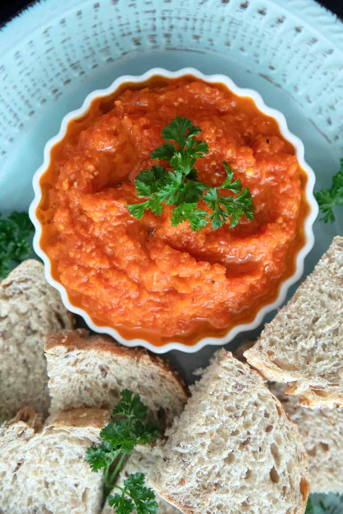 Serbian roasted red pepper sauce known as ajvar.